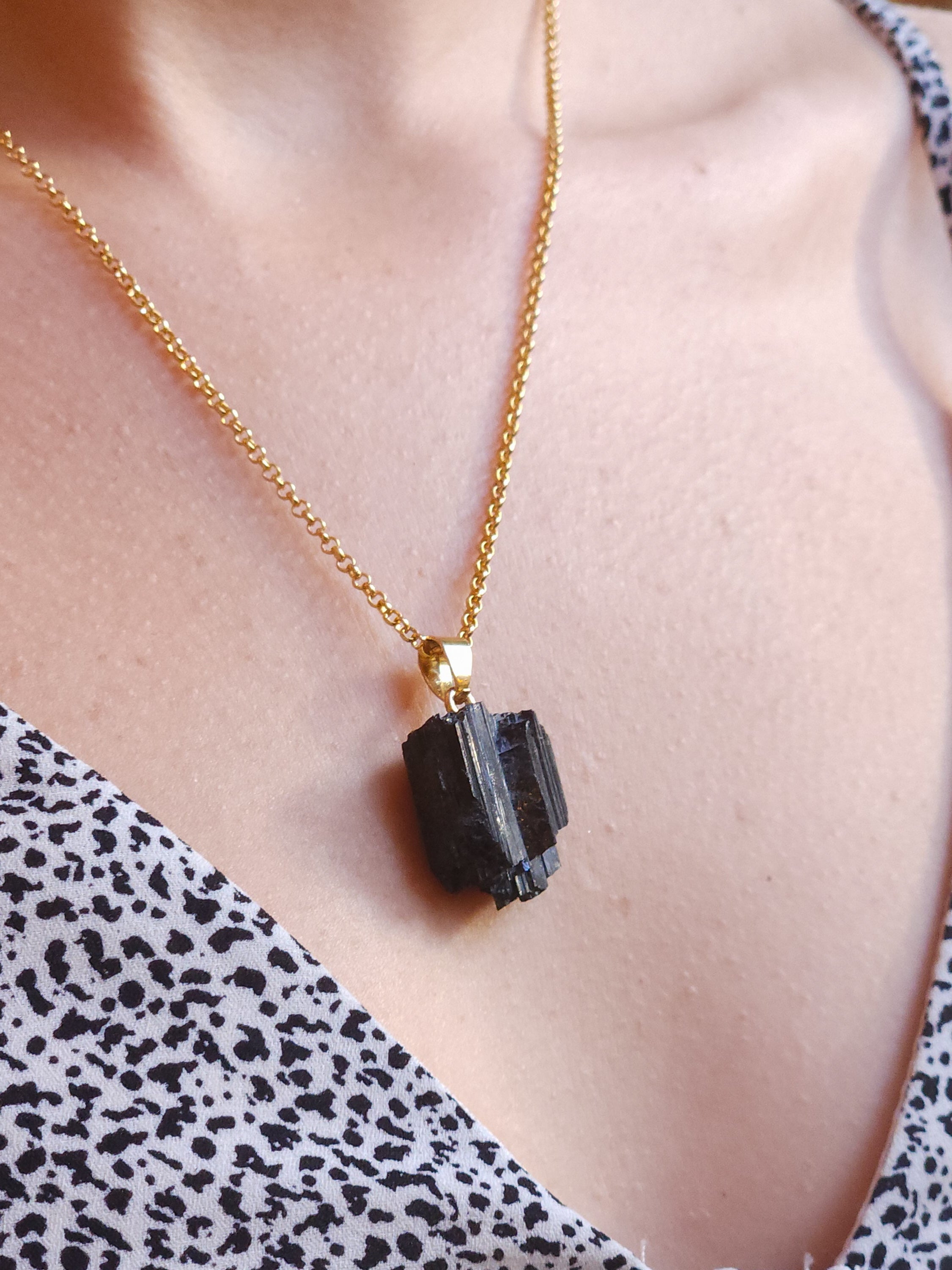 Raw Black Tourmaline Pendants for Protection & Grounding