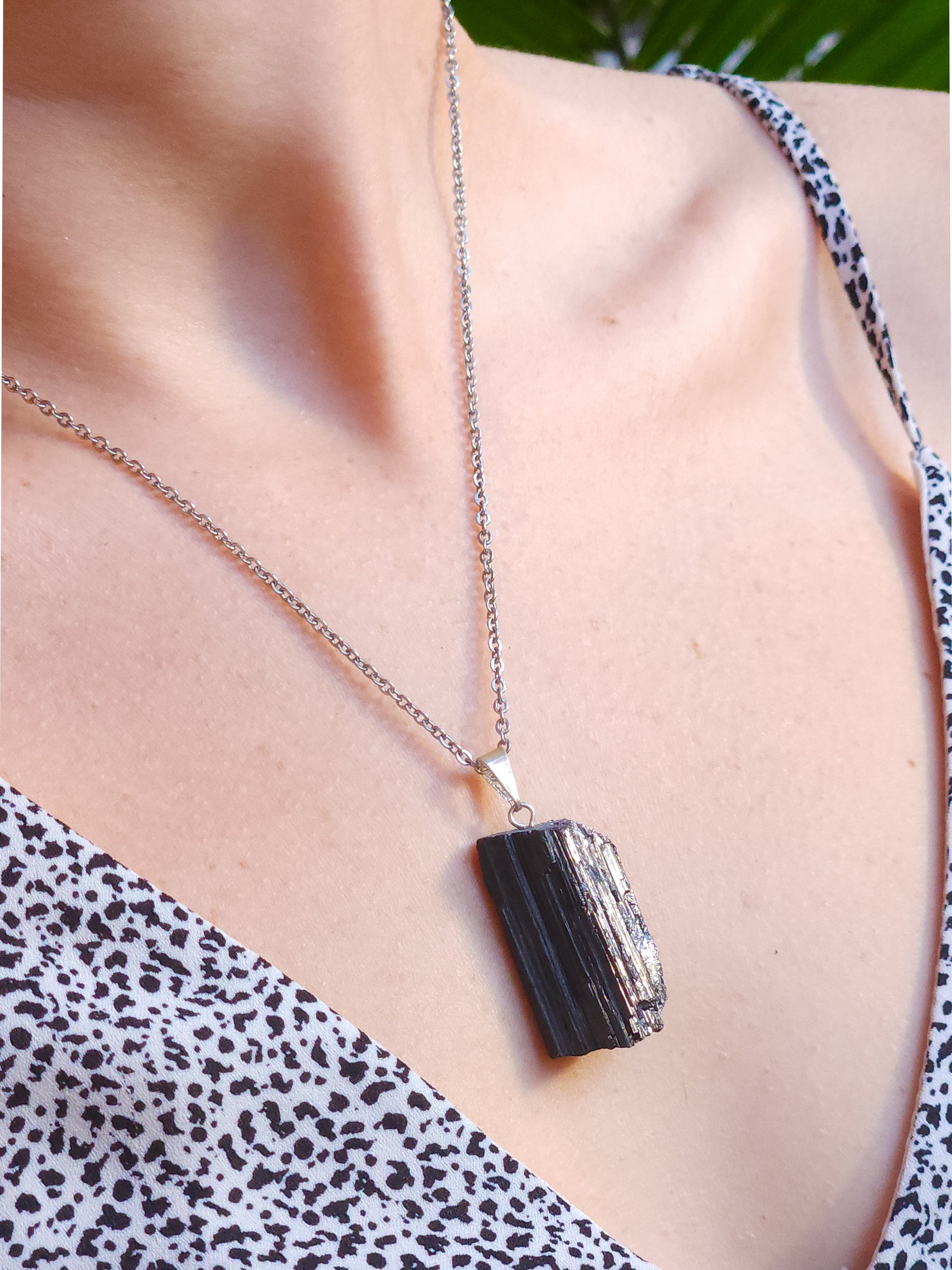 Raw Black Tourmaline Pendants for Protection & Grounding