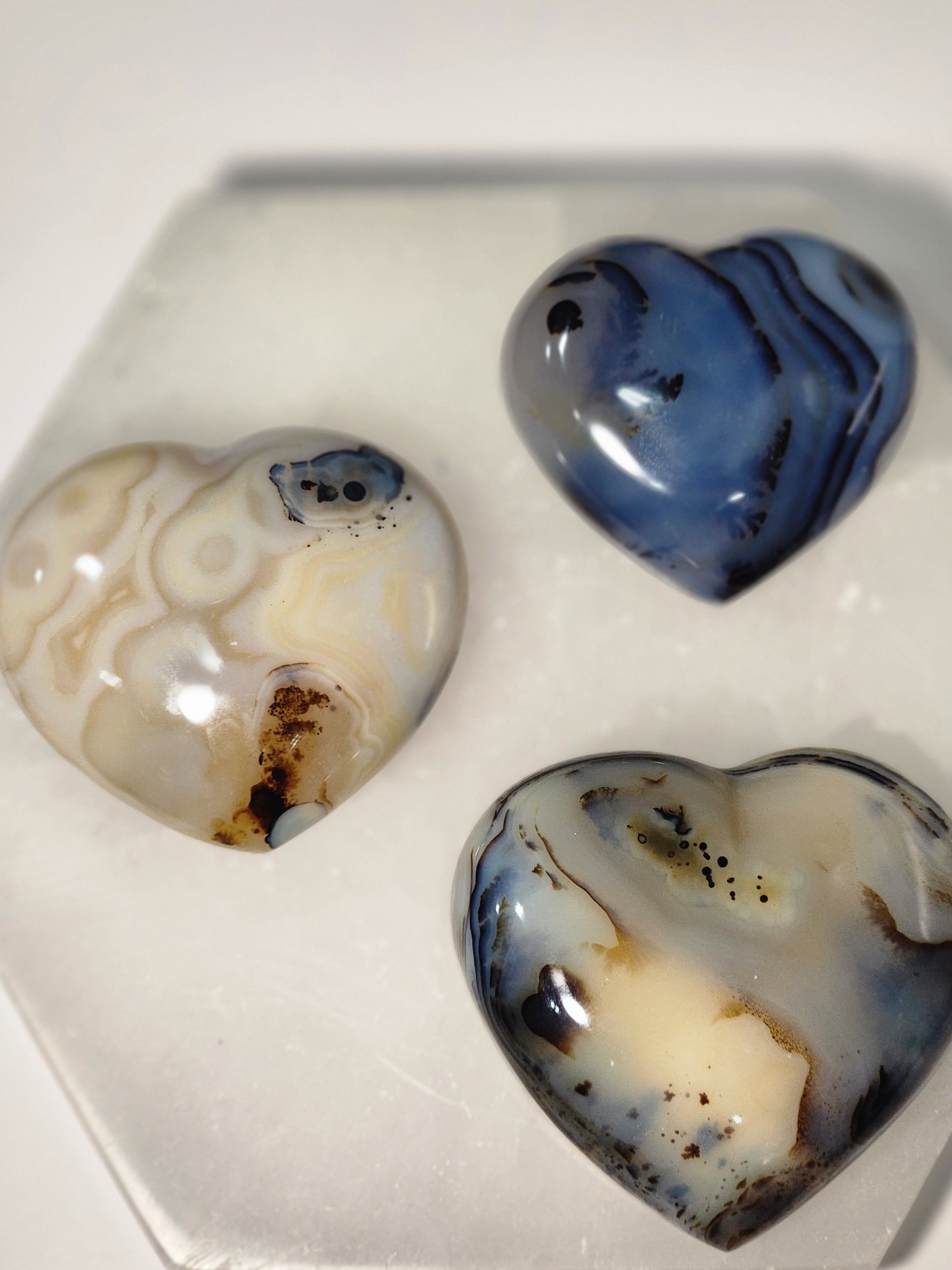 Agate hearts for Protection and Courage.