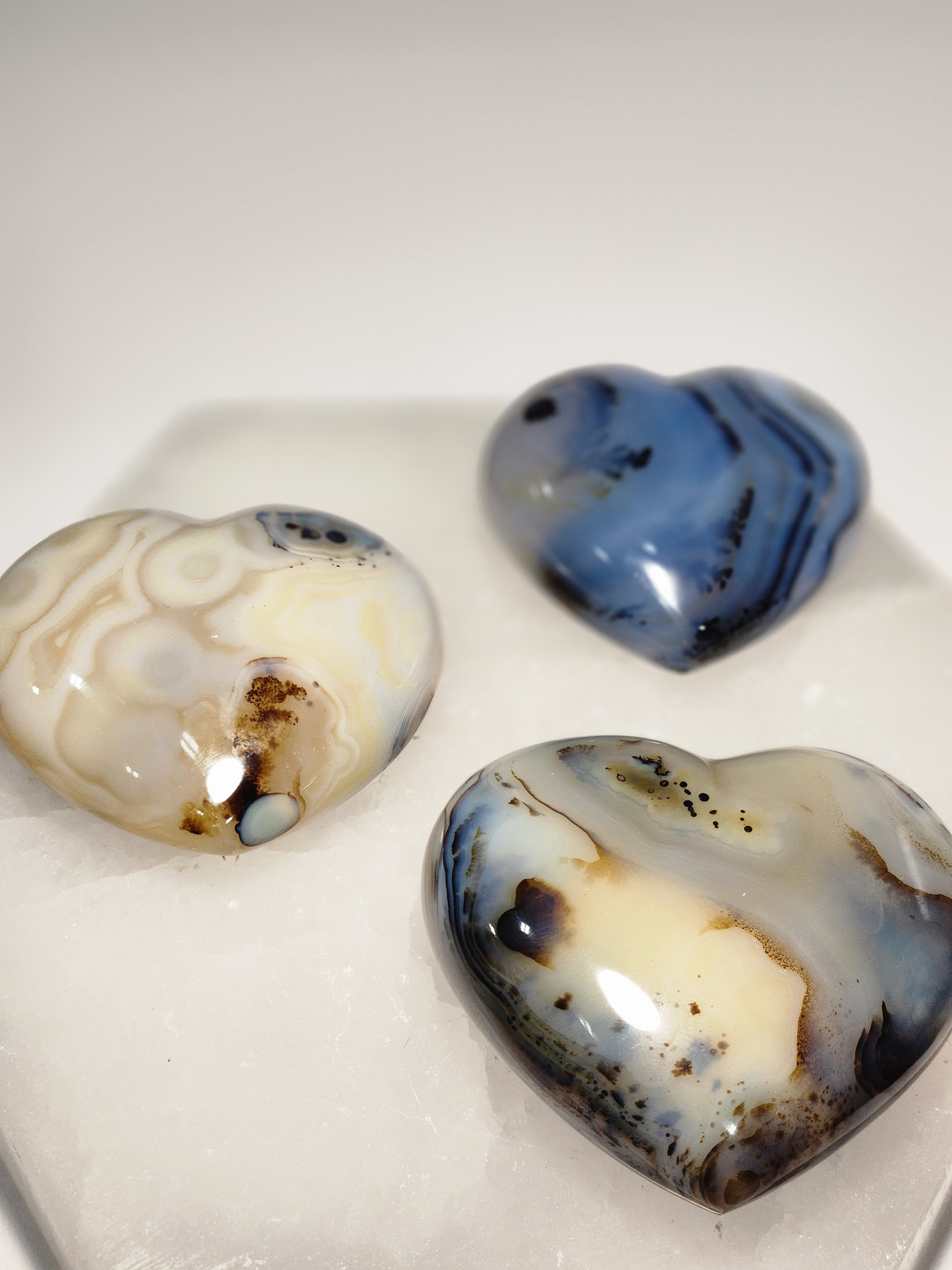 Agate hearts for Protection and Courage.