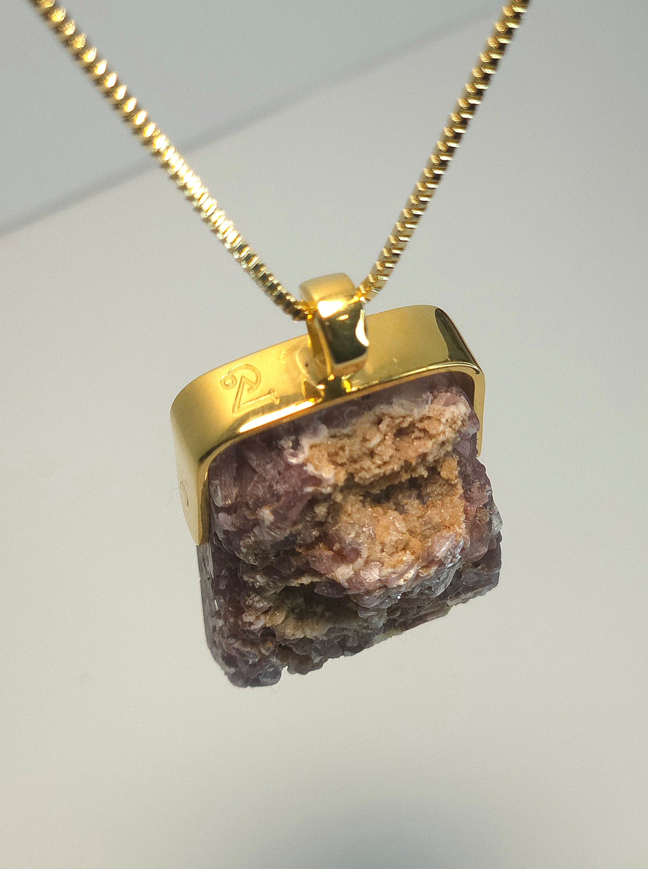 Khemia Legacy Beacons Of Light Collection - Pink tourmaline in Quartz with hematite (Gold)