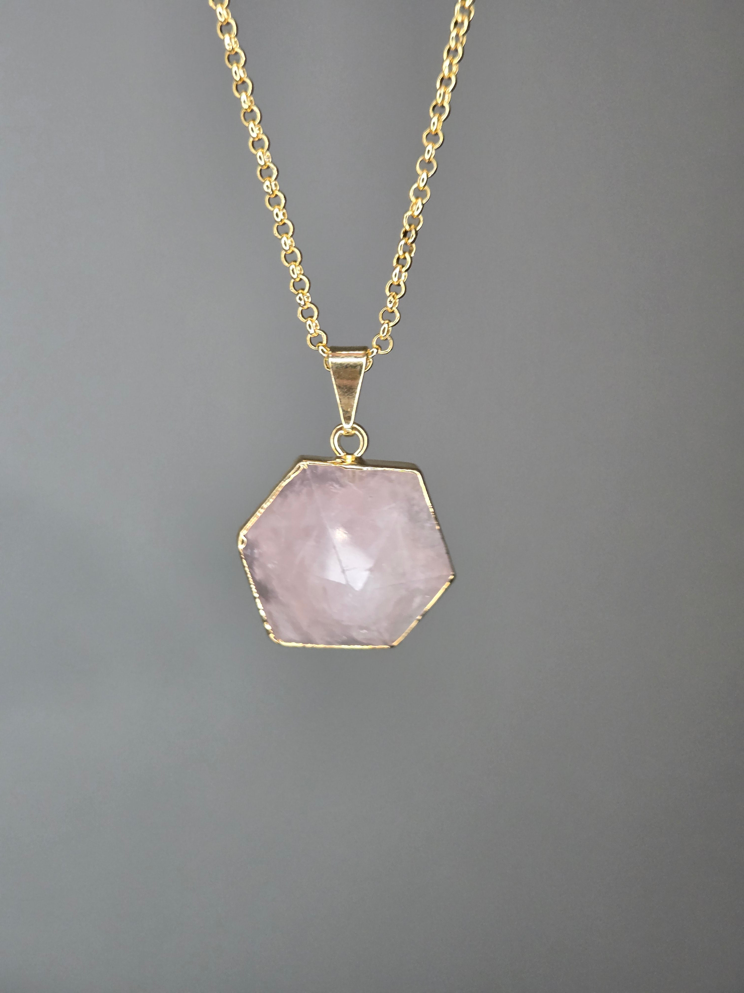 Crystal Hexagon Necklace for Harmony, Protection and Transformation