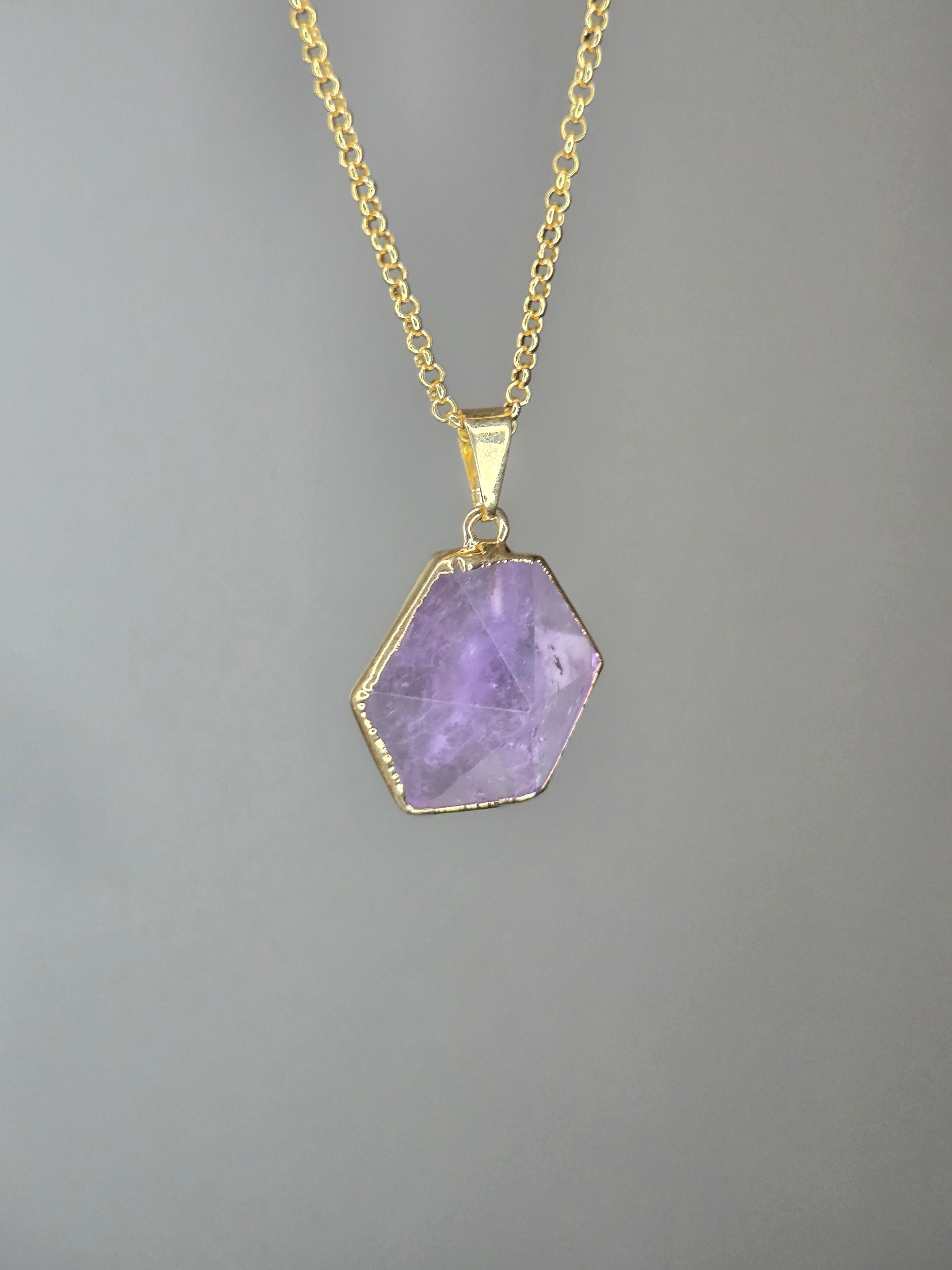 Crystal Hexagon Necklace for Harmony, Protection and Transformation