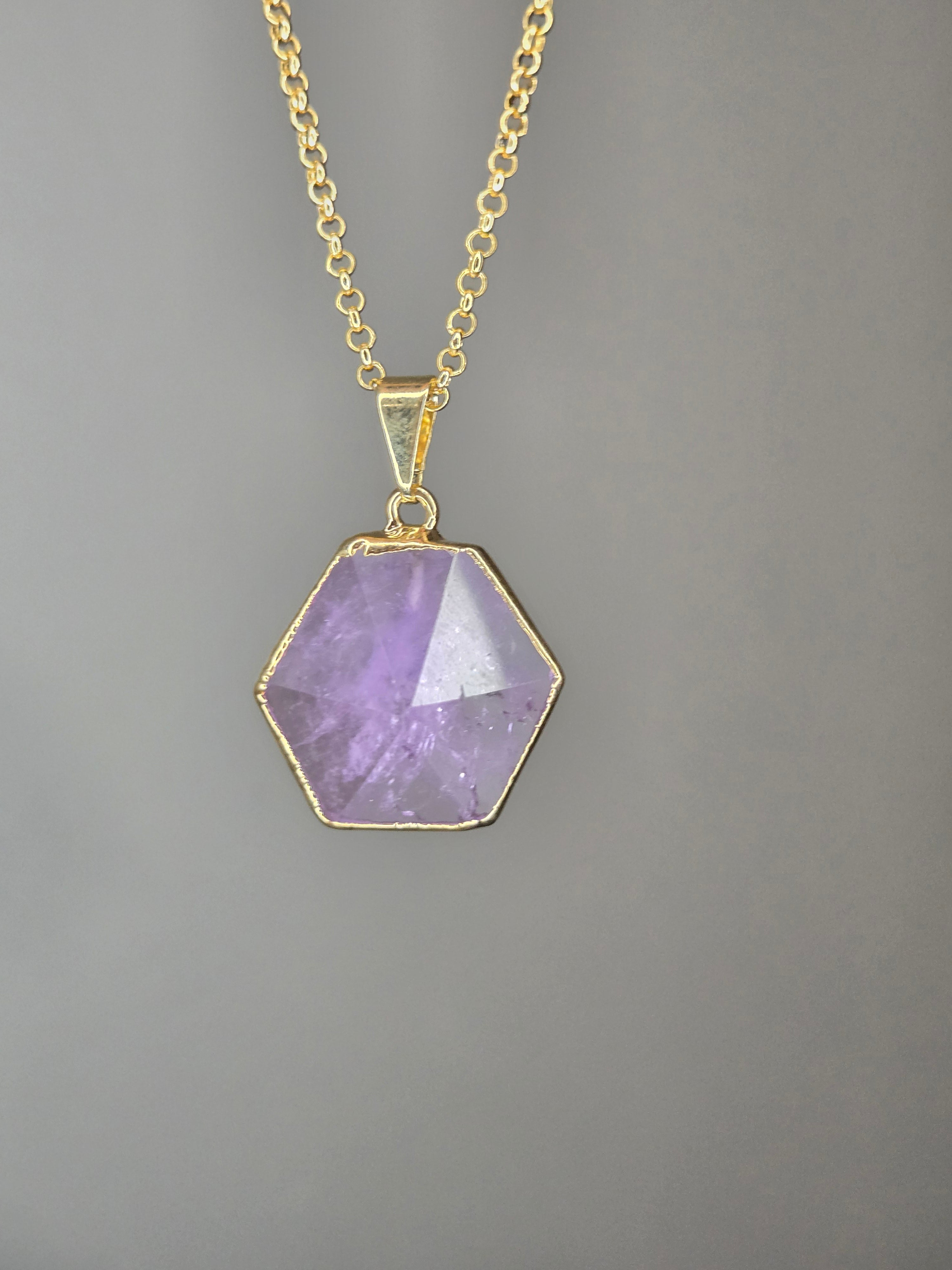 Crystal Hexagon Necklace for Harmony, Protection and Transformation