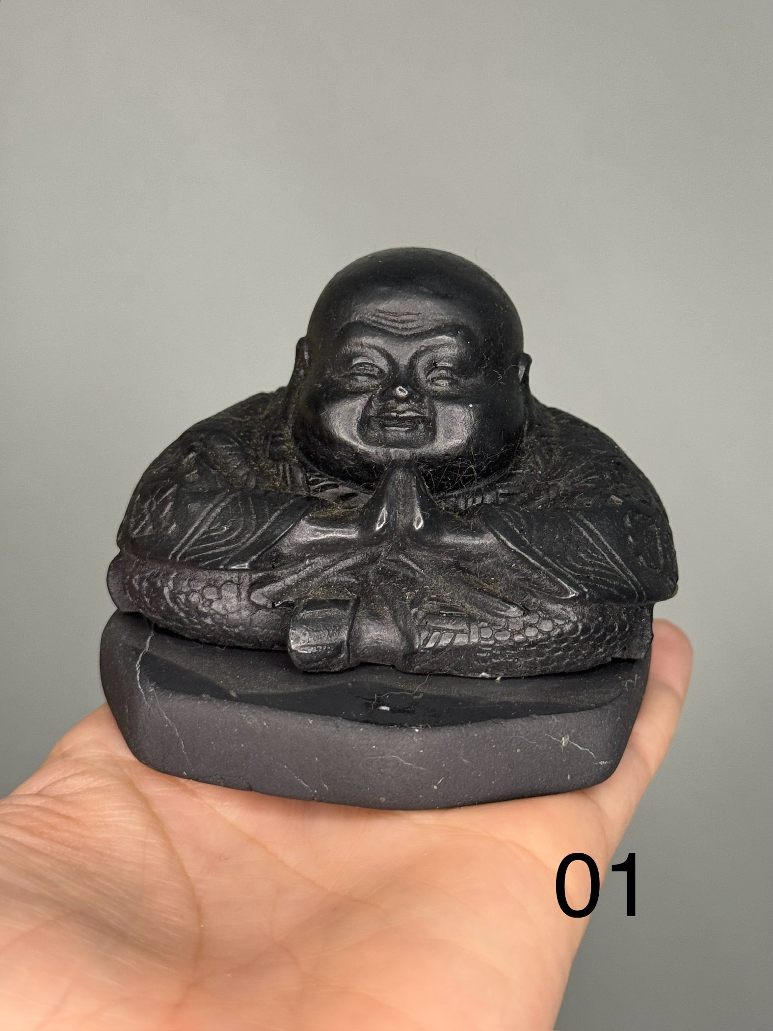 Shungite Buddha sculpture from Russia for EMF Protection & Detox.