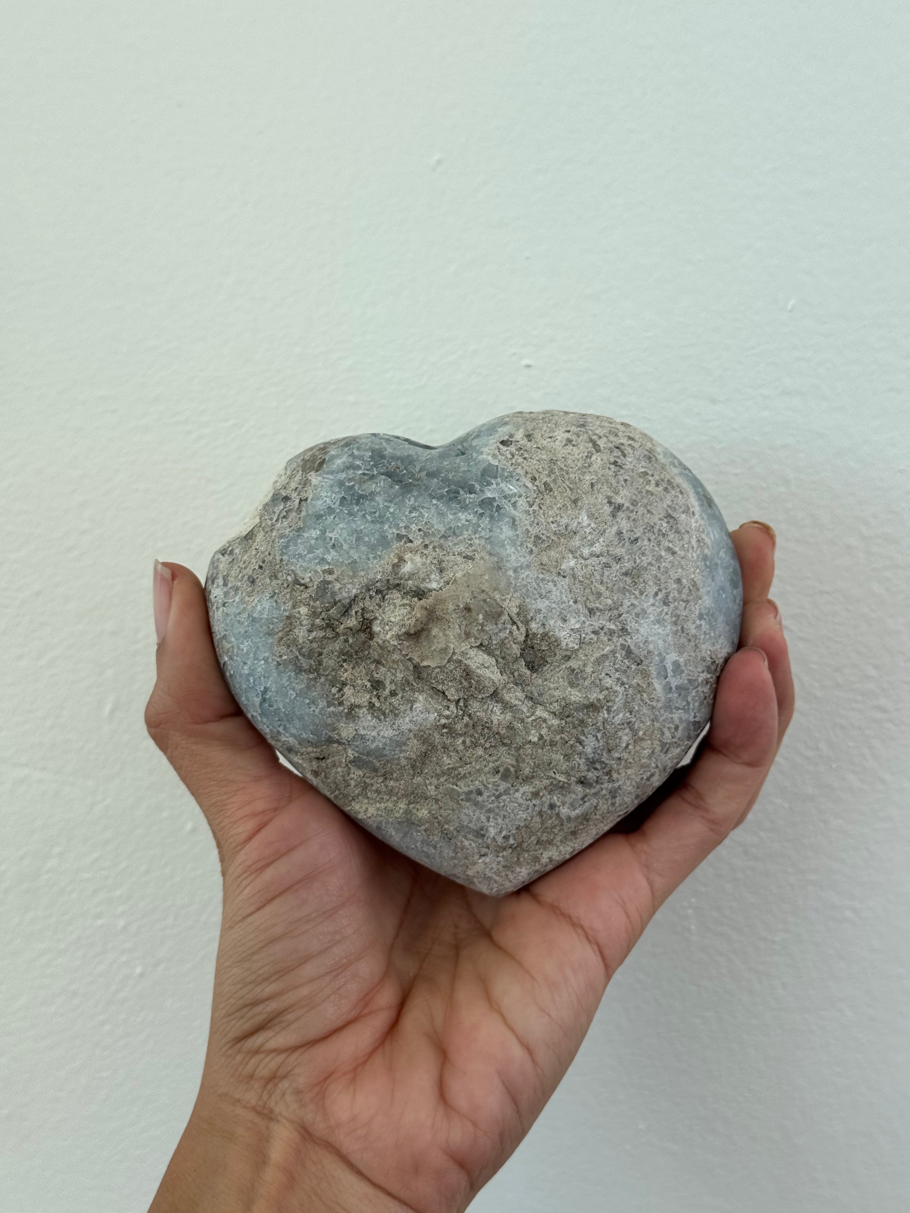 Large Raw Celestite Hearts for Calm and Guide