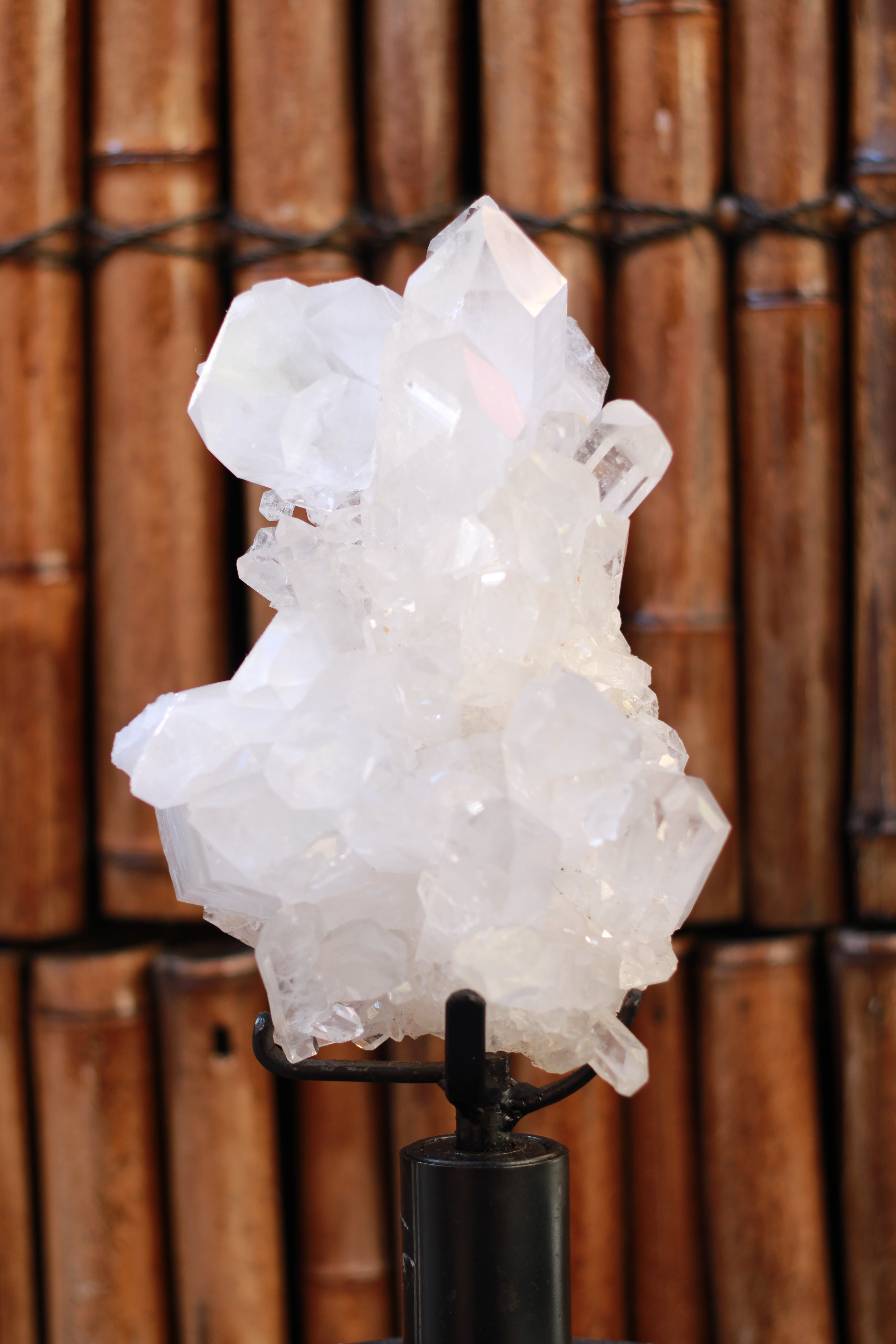 AAA Quality Clear Quartz Cluster in Stand