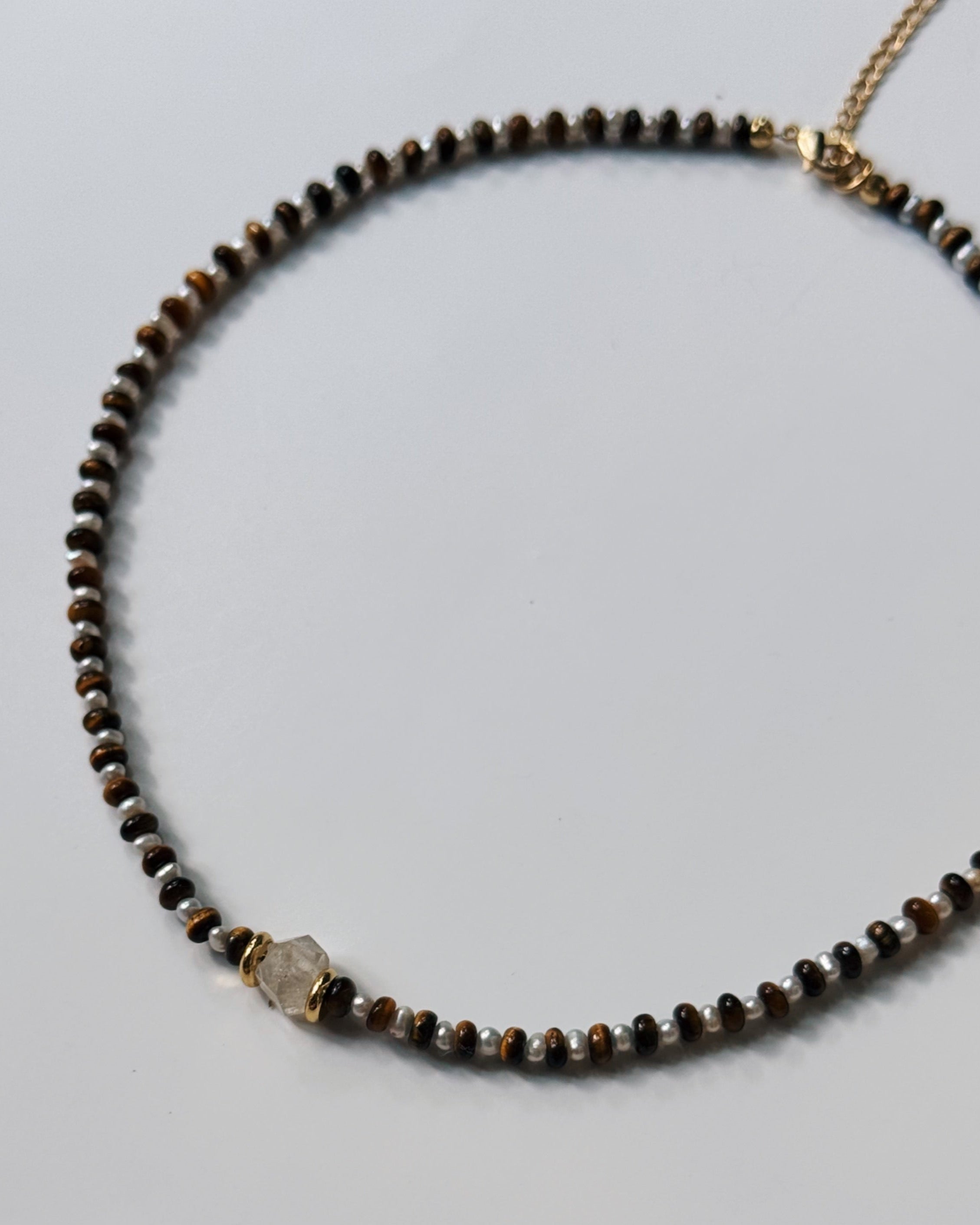 Tigers eye Pearl Herkimer Choker