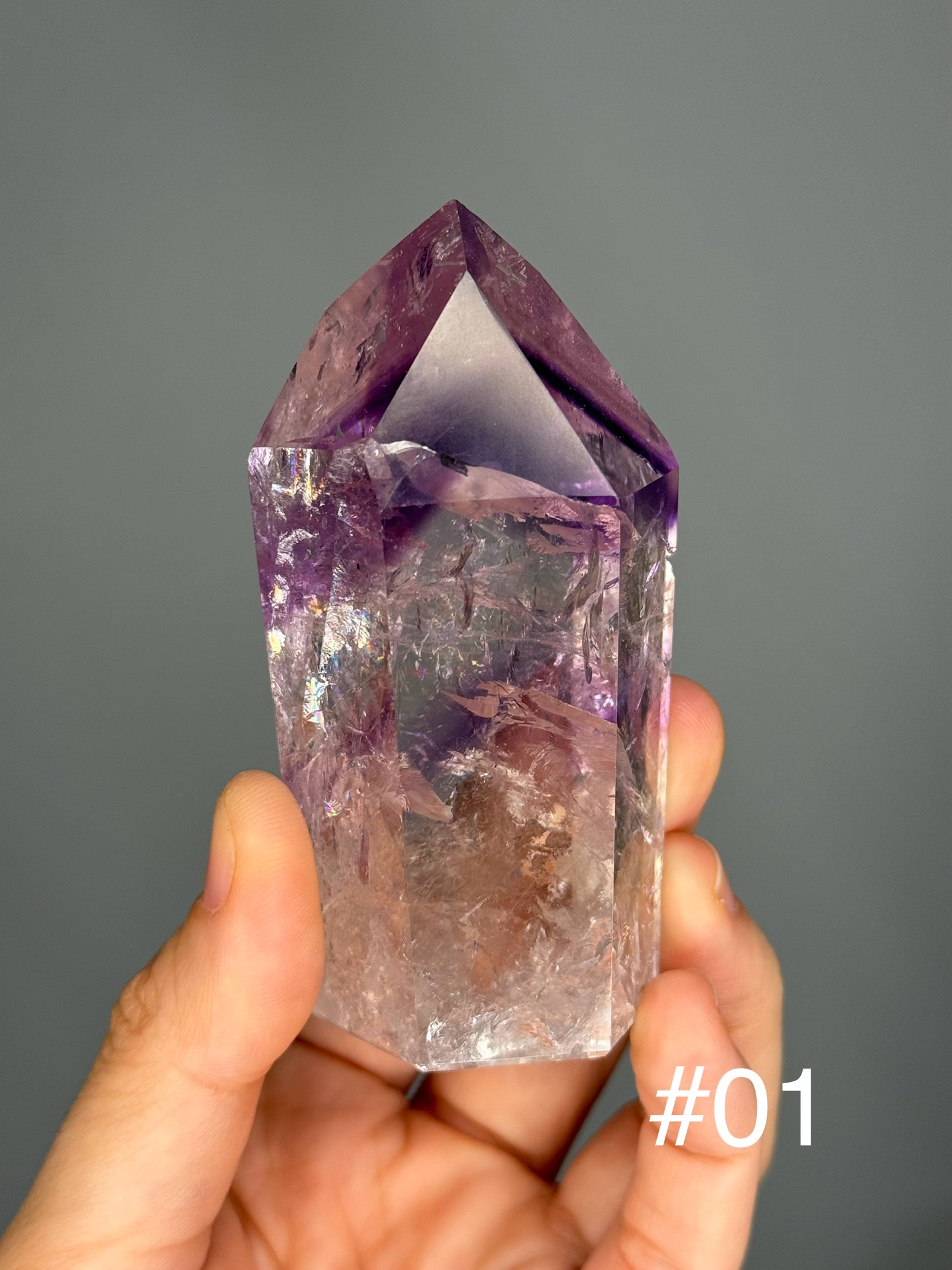 Amethyst Phamtoms Crystal Points for Stress Relief, Protection and Energetic Harmony