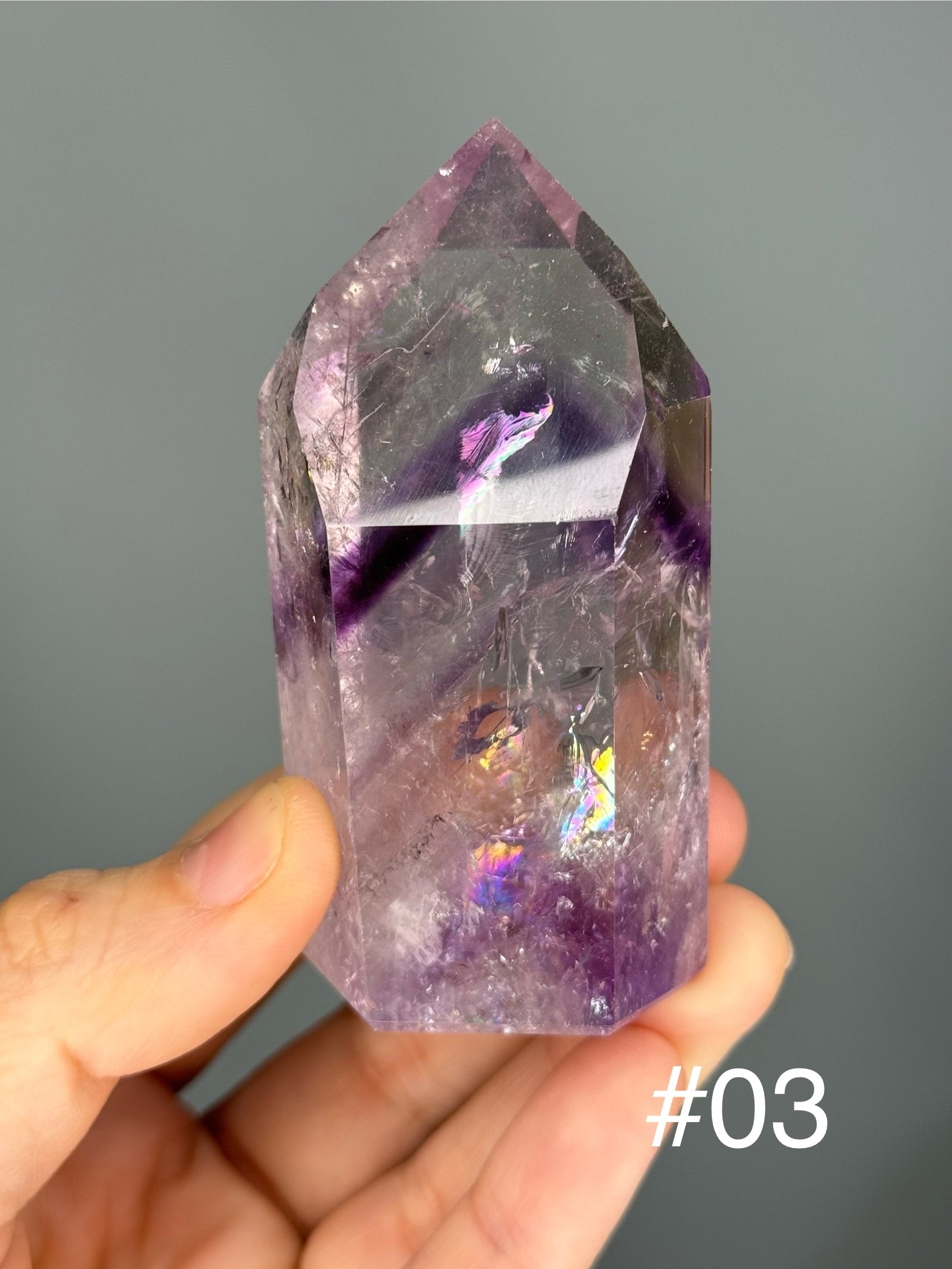 Amethyst Phamtoms Crystal Points for Stress Relief, Protection and Energetic Harmony