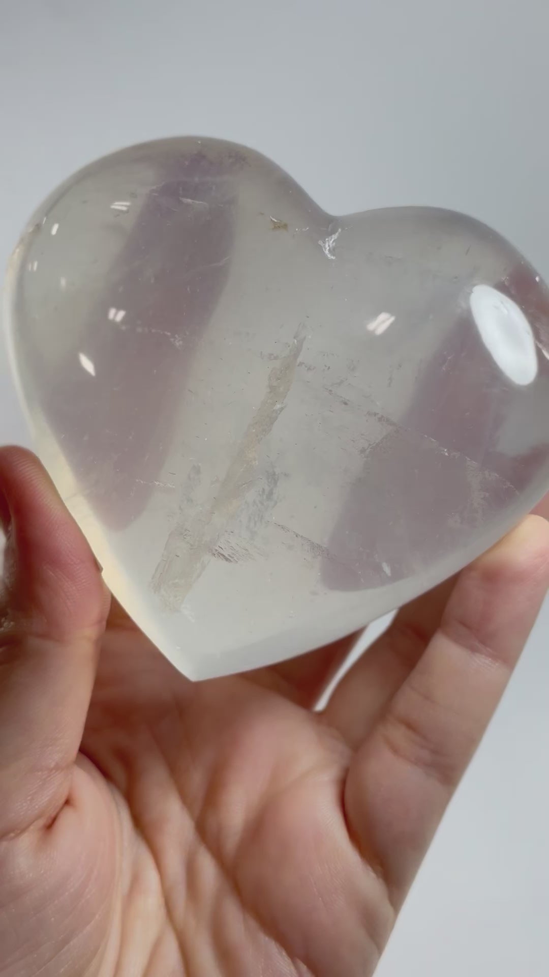 Radiant White Moon Quartz Heart - Healing Crystal from Madagascar