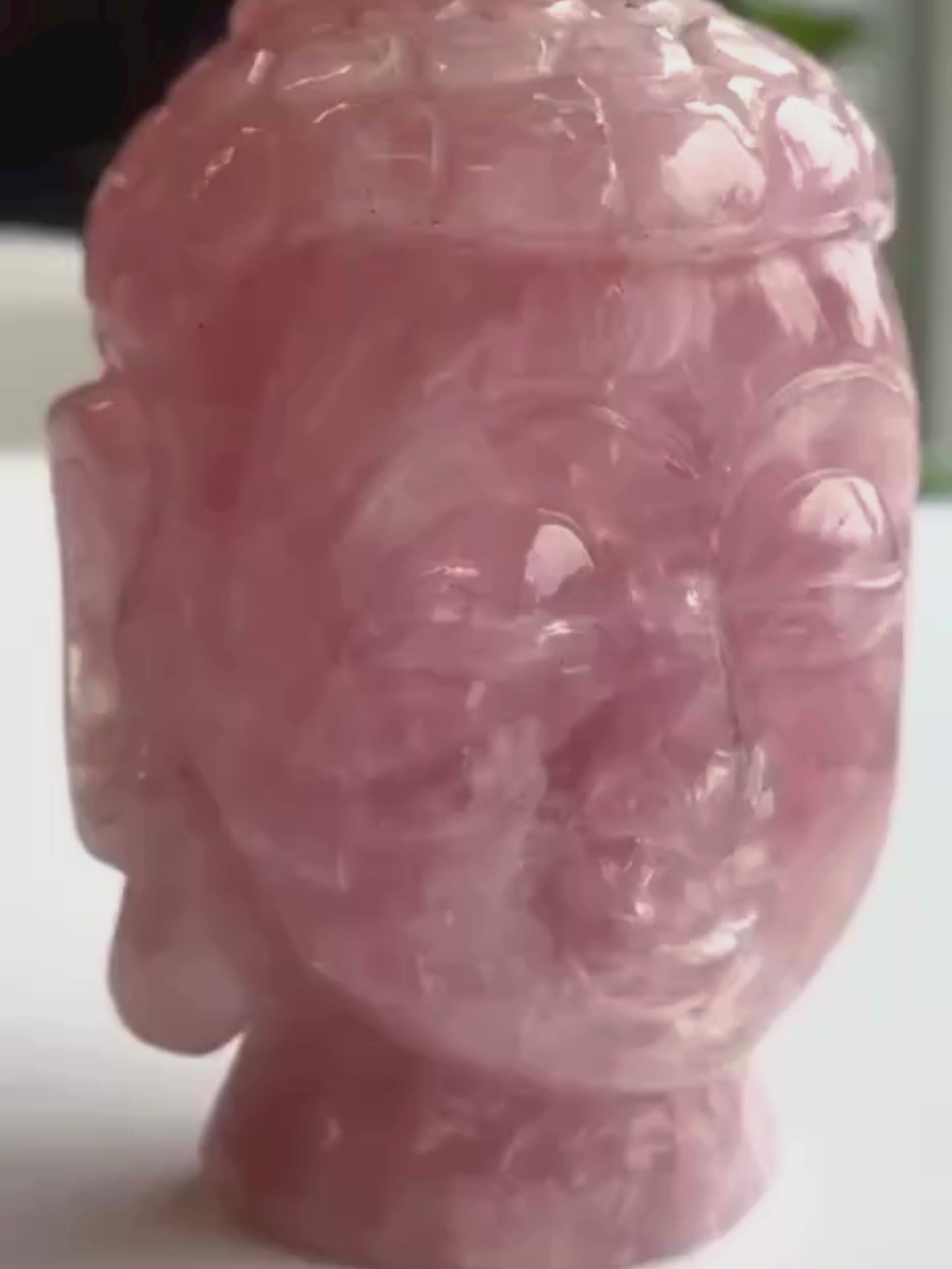 Hand-Carved Rose Quartz Buddha Head – A Unique Symbol of Love and Serenity