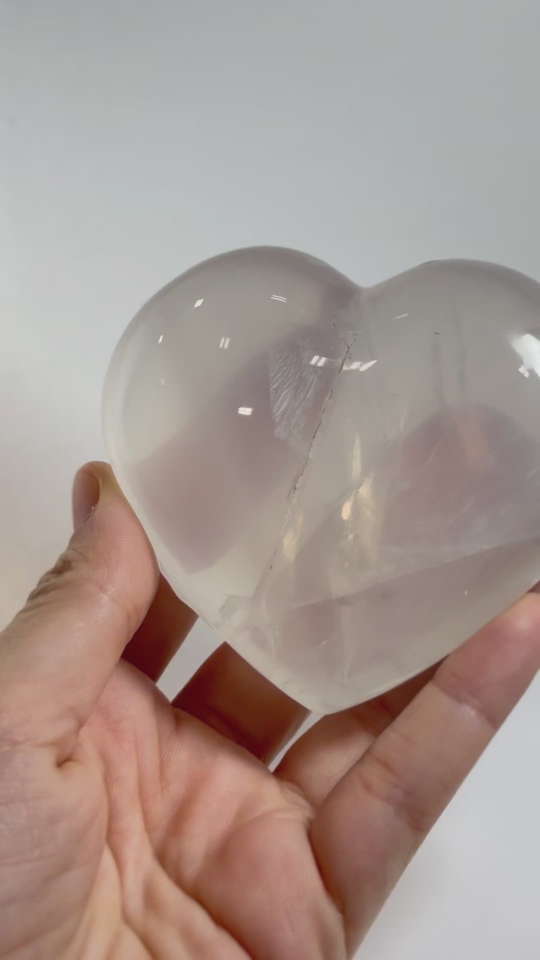 Radiant White Moon Quartz Heart - Healing Crystal from Madagascar