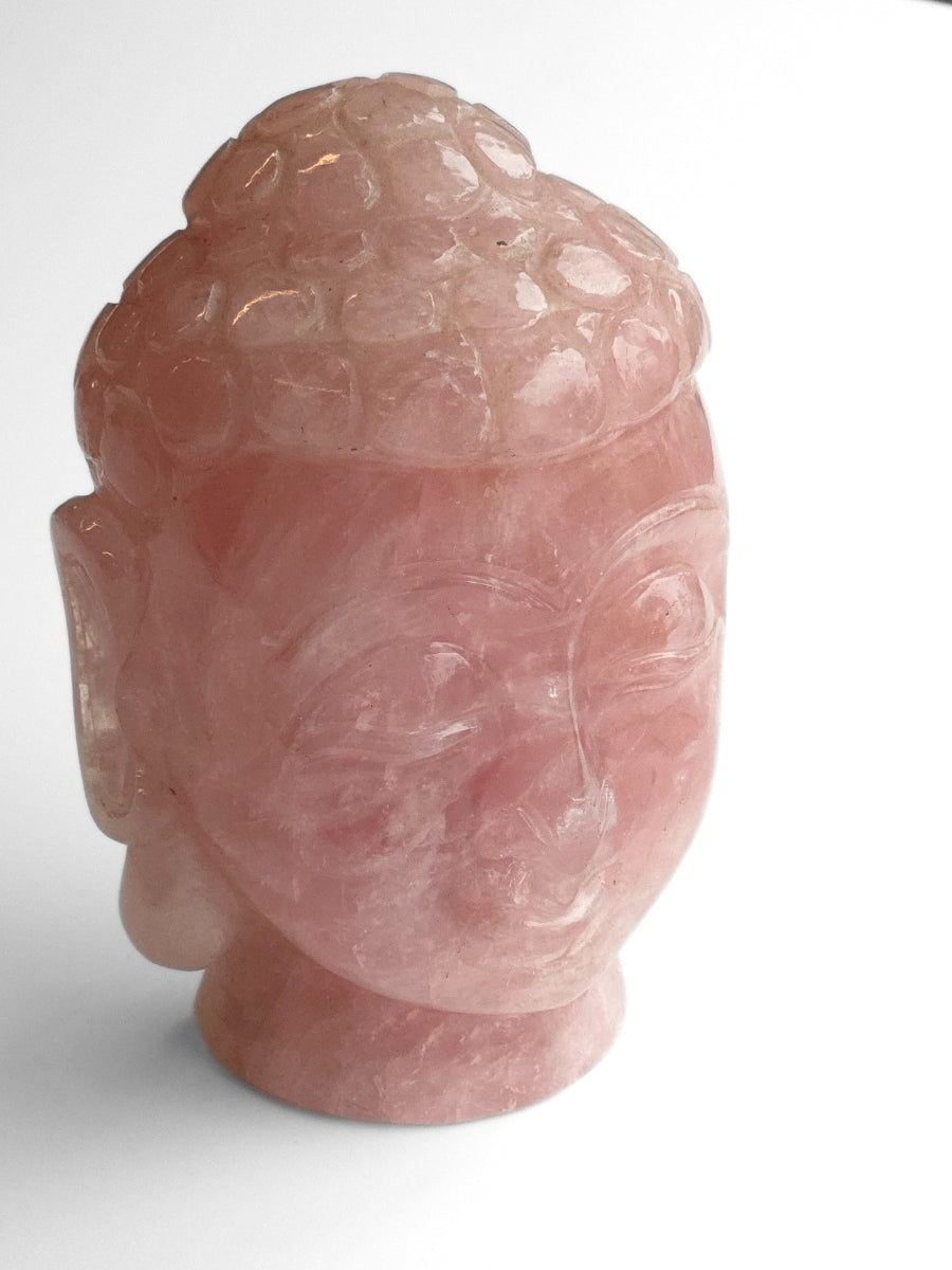 Hand-Carved Rose Quartz Buddha Head – A Unique Symbol of Love and Serenity