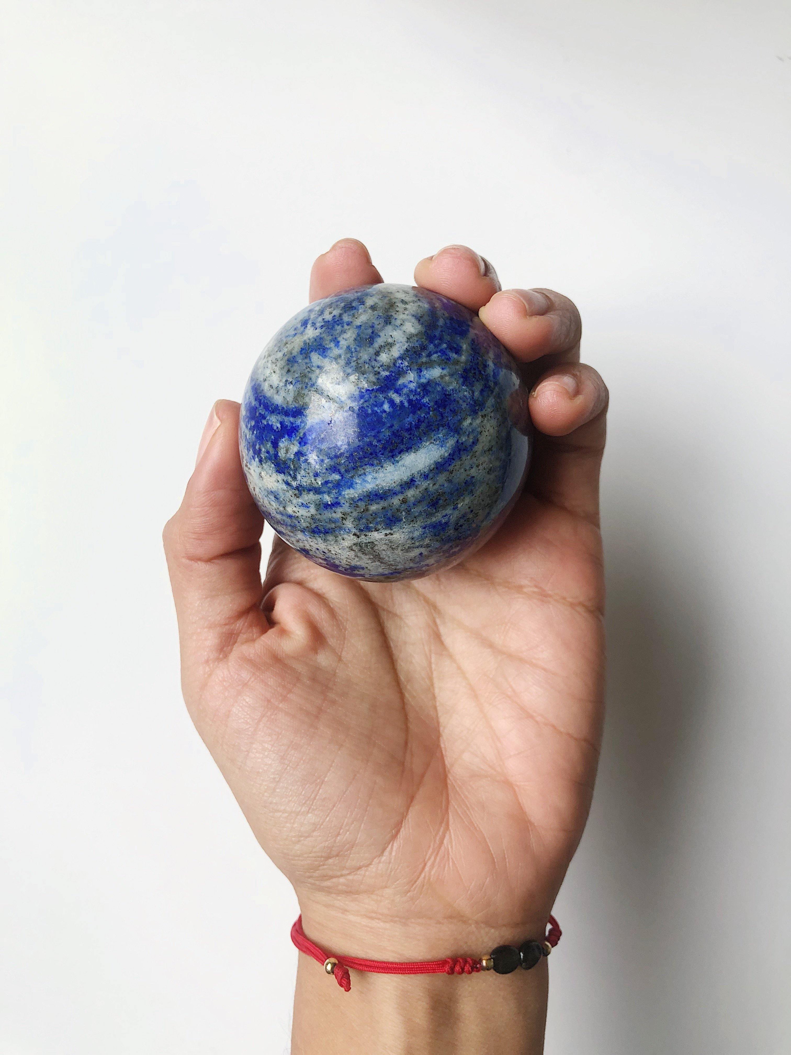 Lapis Lazuli Crystal Sphere for Meditation, Self Expression, Transformation - Khemia