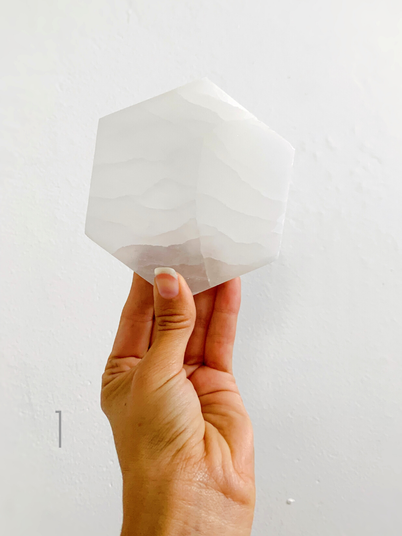 Natural Selenite Hexagonal Charging Plates for Cleansing and Charging Crystals