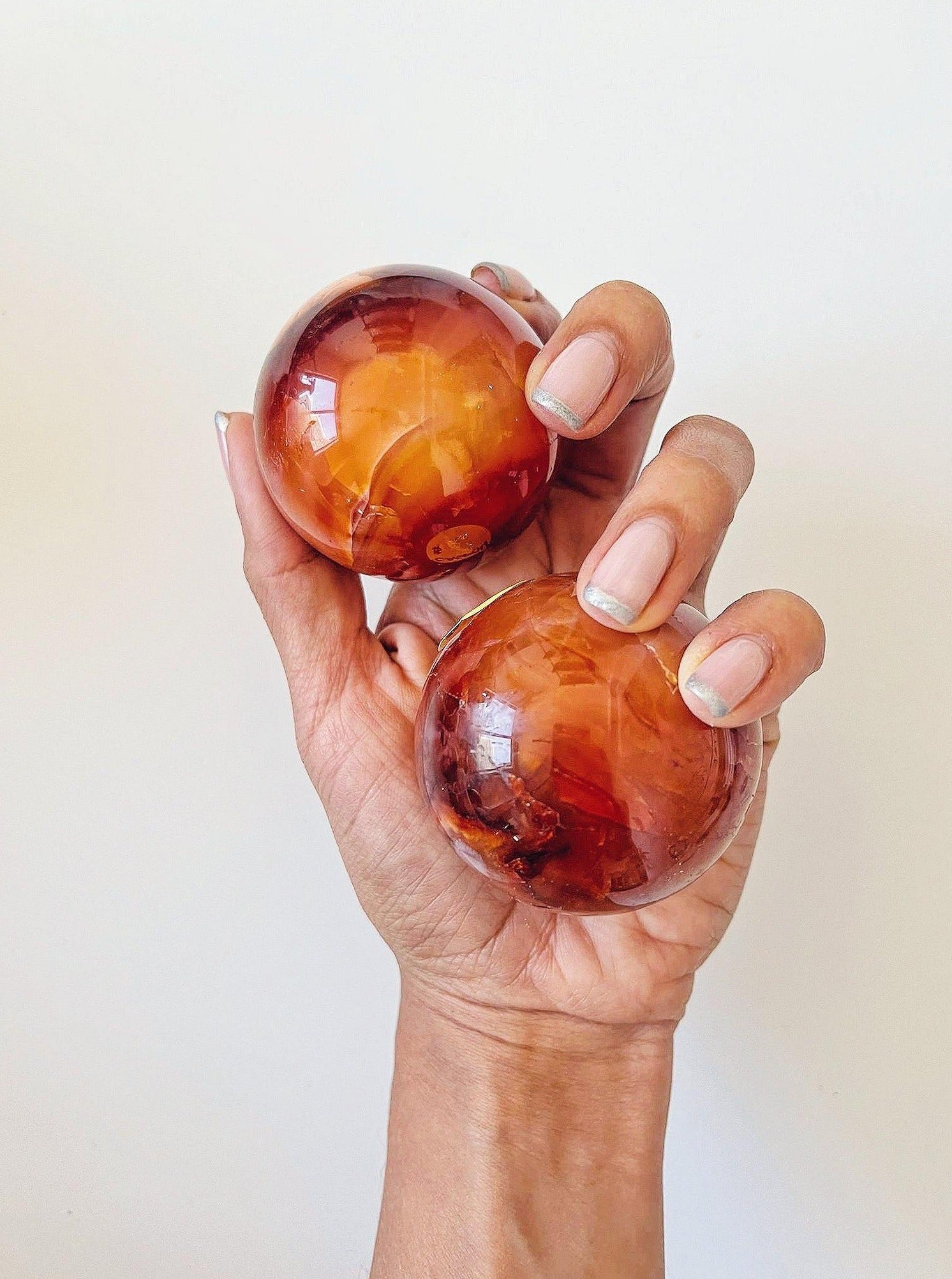 Carnelian Spheres for Meditation, Vitality, Fertility and Divine Feminine Energy Balance - Khemia