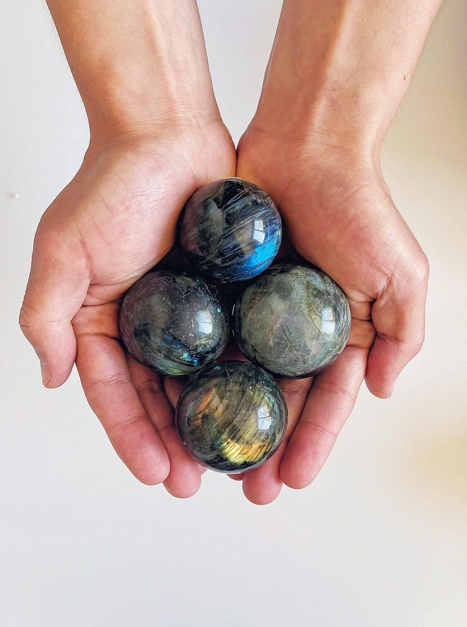 Labradorite Spheres for Psychic Connection, Transformation & Universal Guidance - Khemia