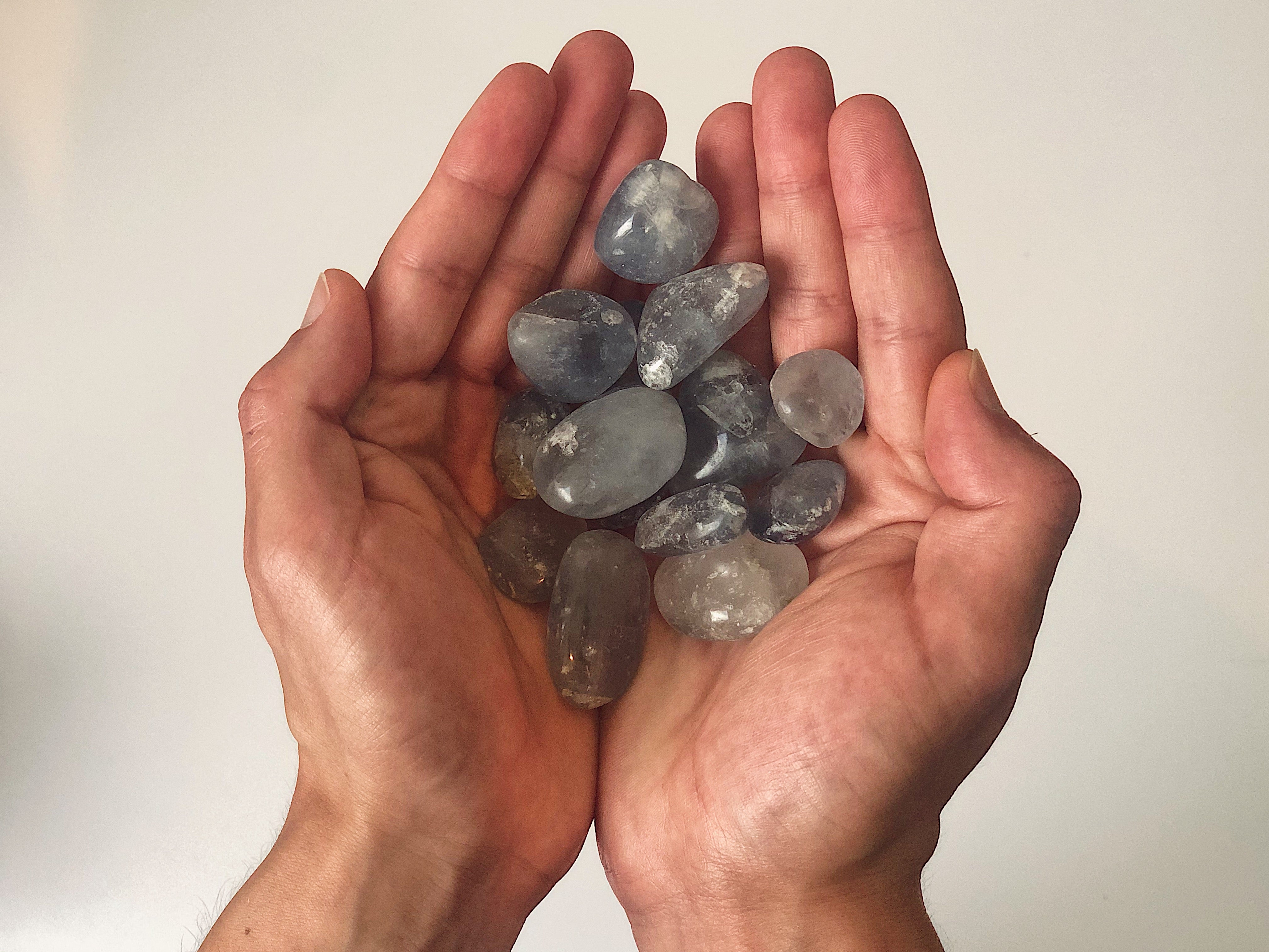 Natural Celestite Crystal Tumbles for Calm and Guide