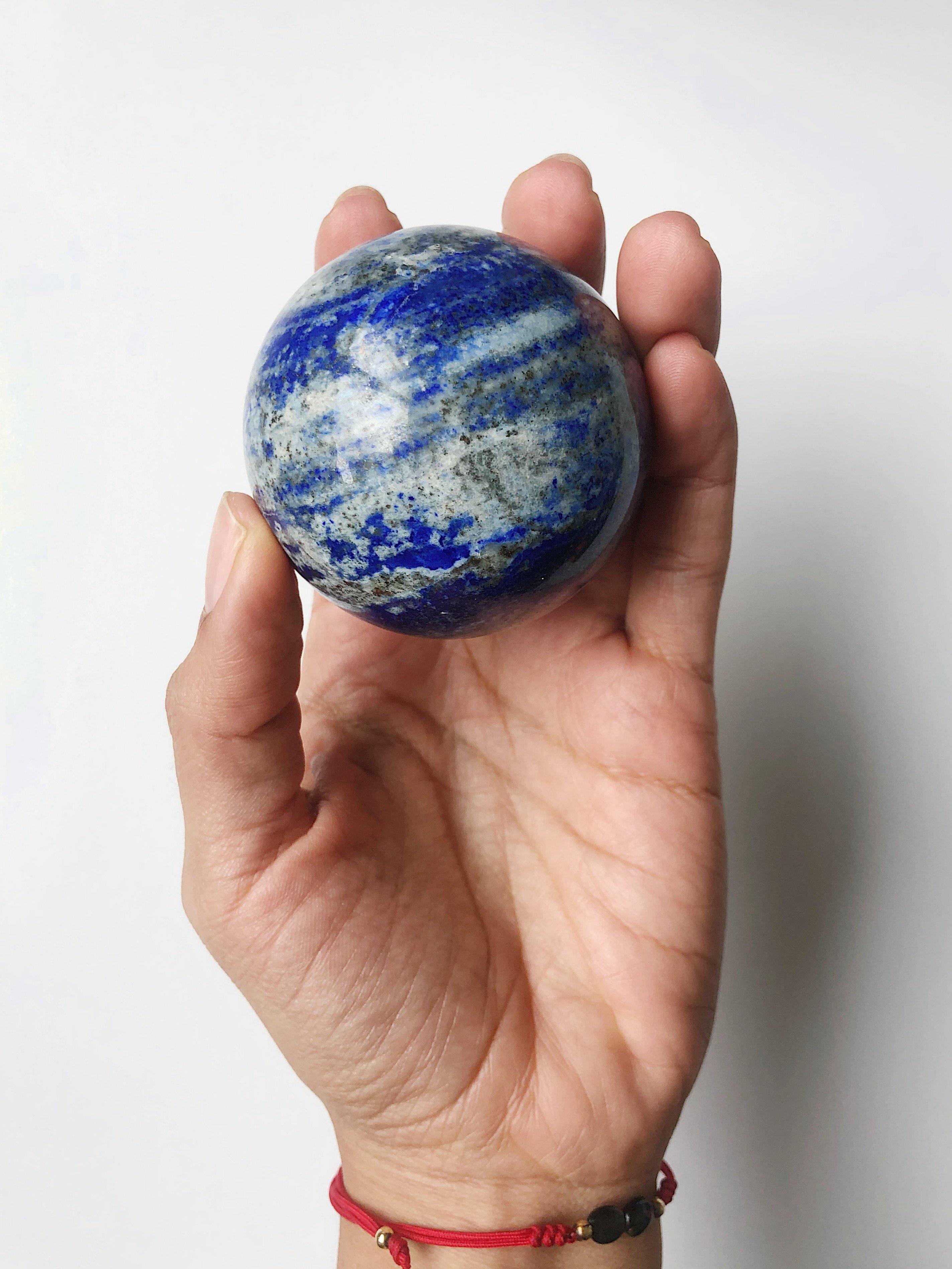 Lapis Lazuli Crystal Sphere for Meditation, Self Expression, Transformation - Khemia