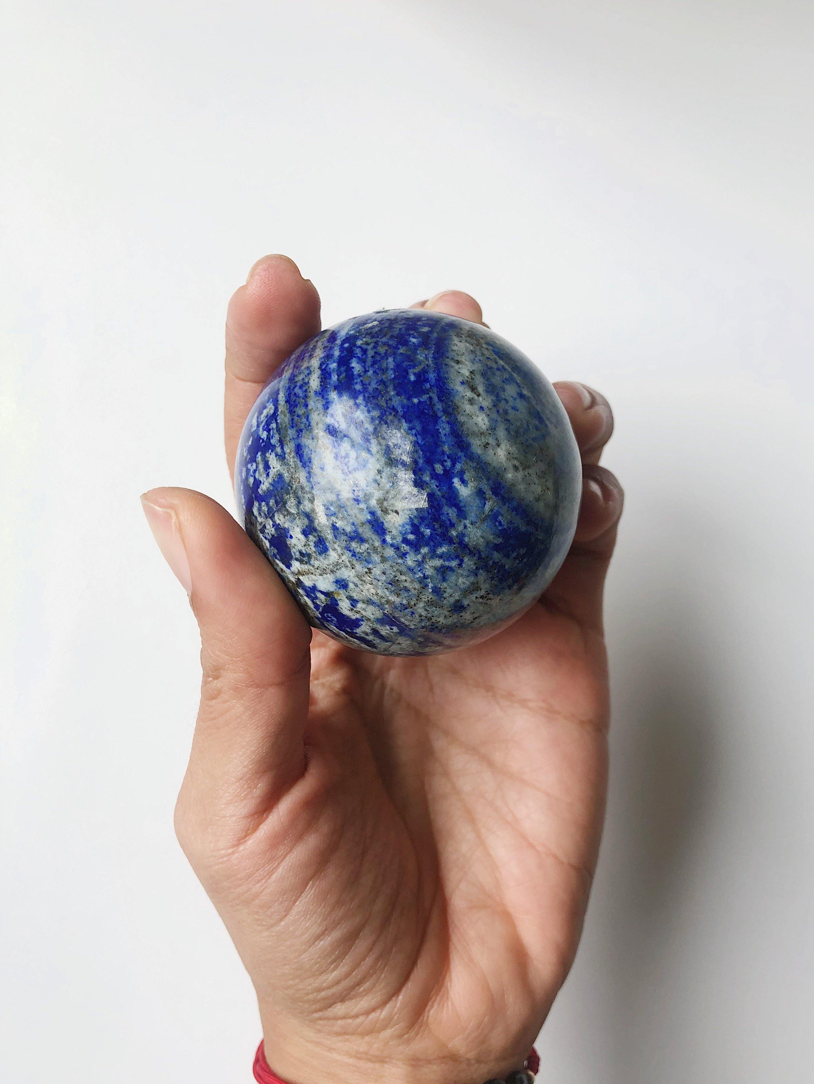 Lapis Lazuli Crystal Sphere for Meditation, Self Expression, Transformation - Khemia