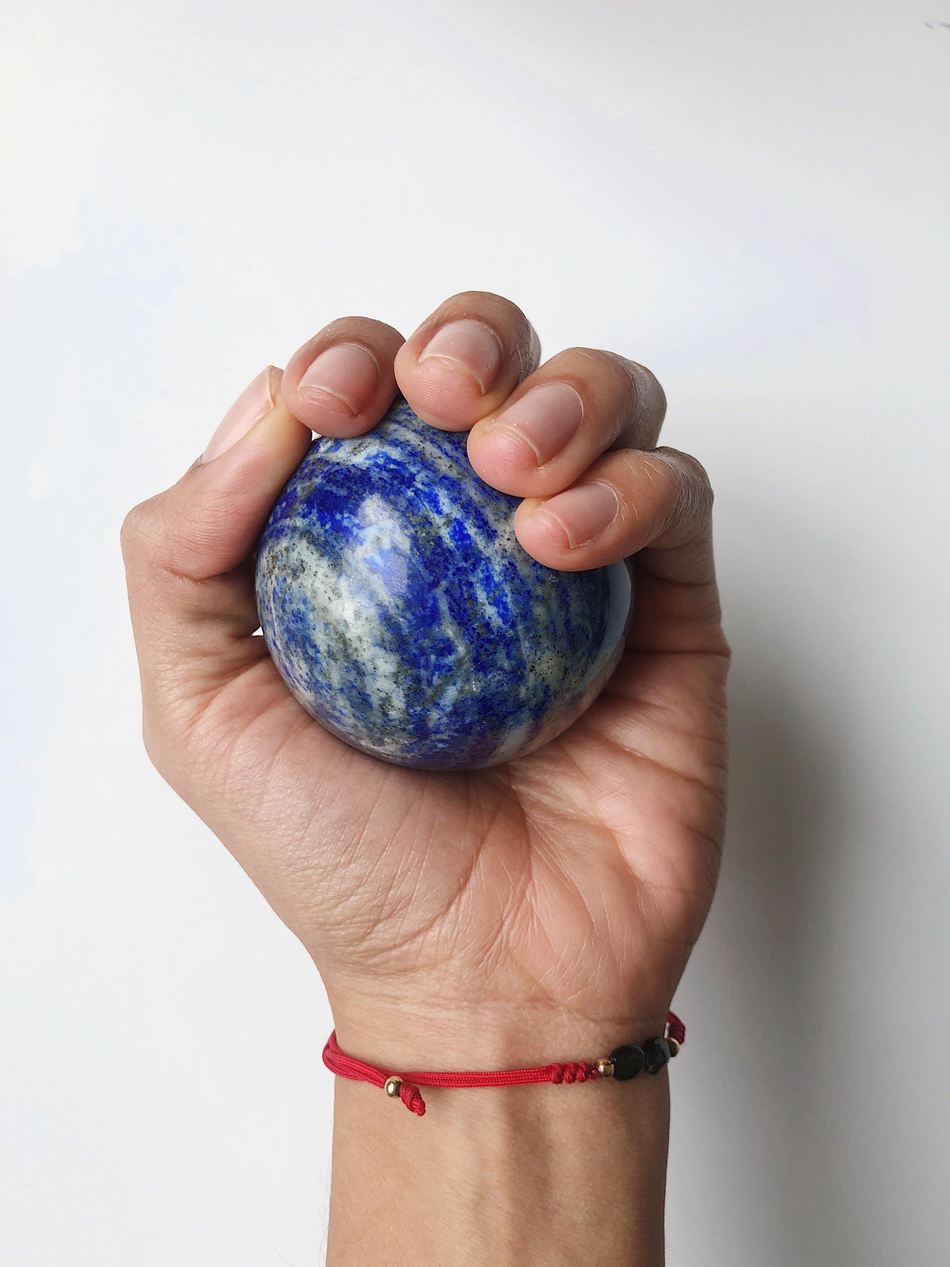 Lapis Lazuli Crystal Sphere for Meditation, Self Expression, Transformation - Khemia