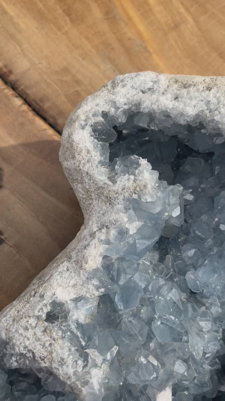 Large Raw Celestite Crystal Geode for Calm and Guide