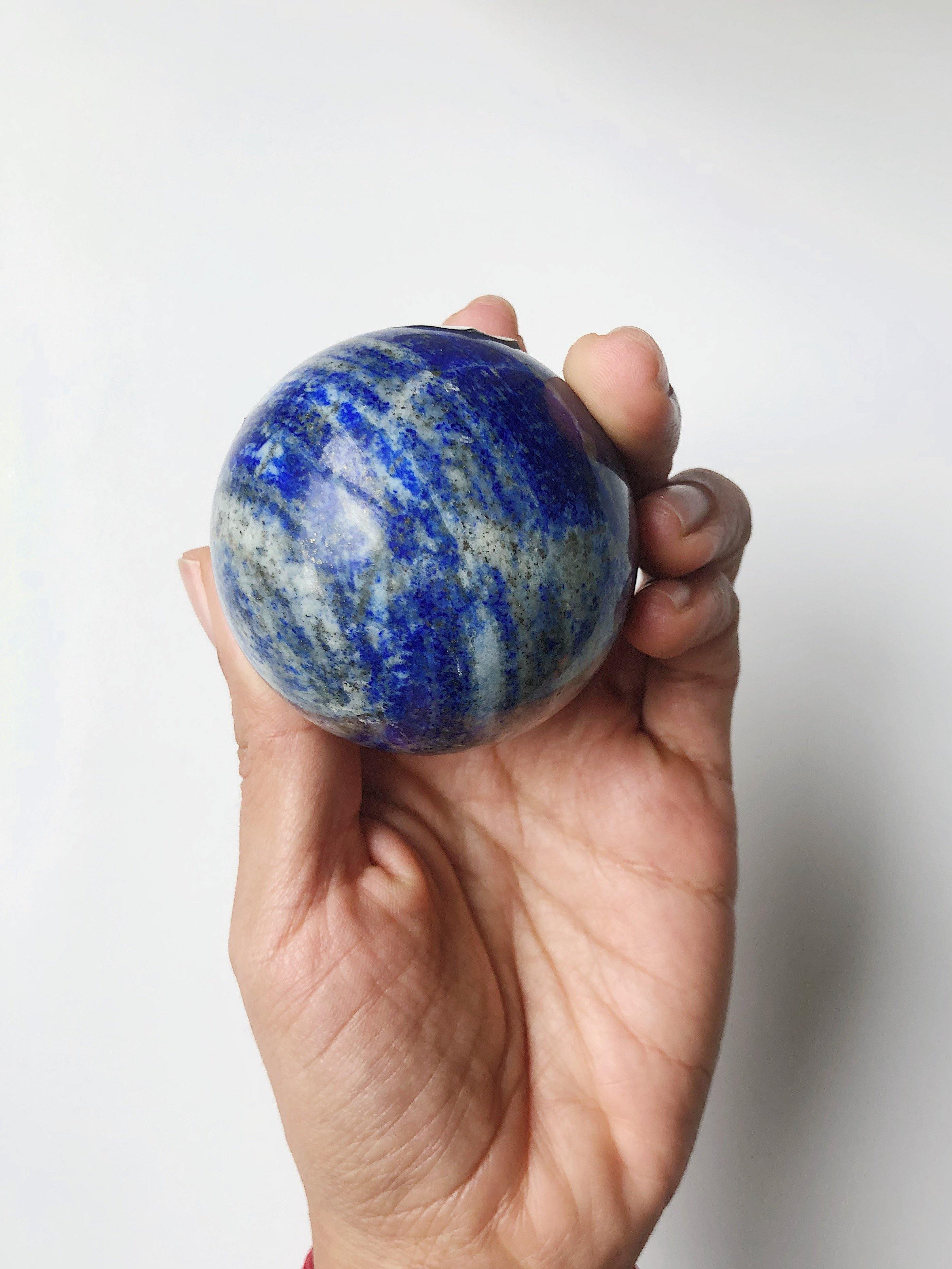 Lapis Lazuli Crystal Sphere for Meditation, Self Expression, Transformation - Khemia