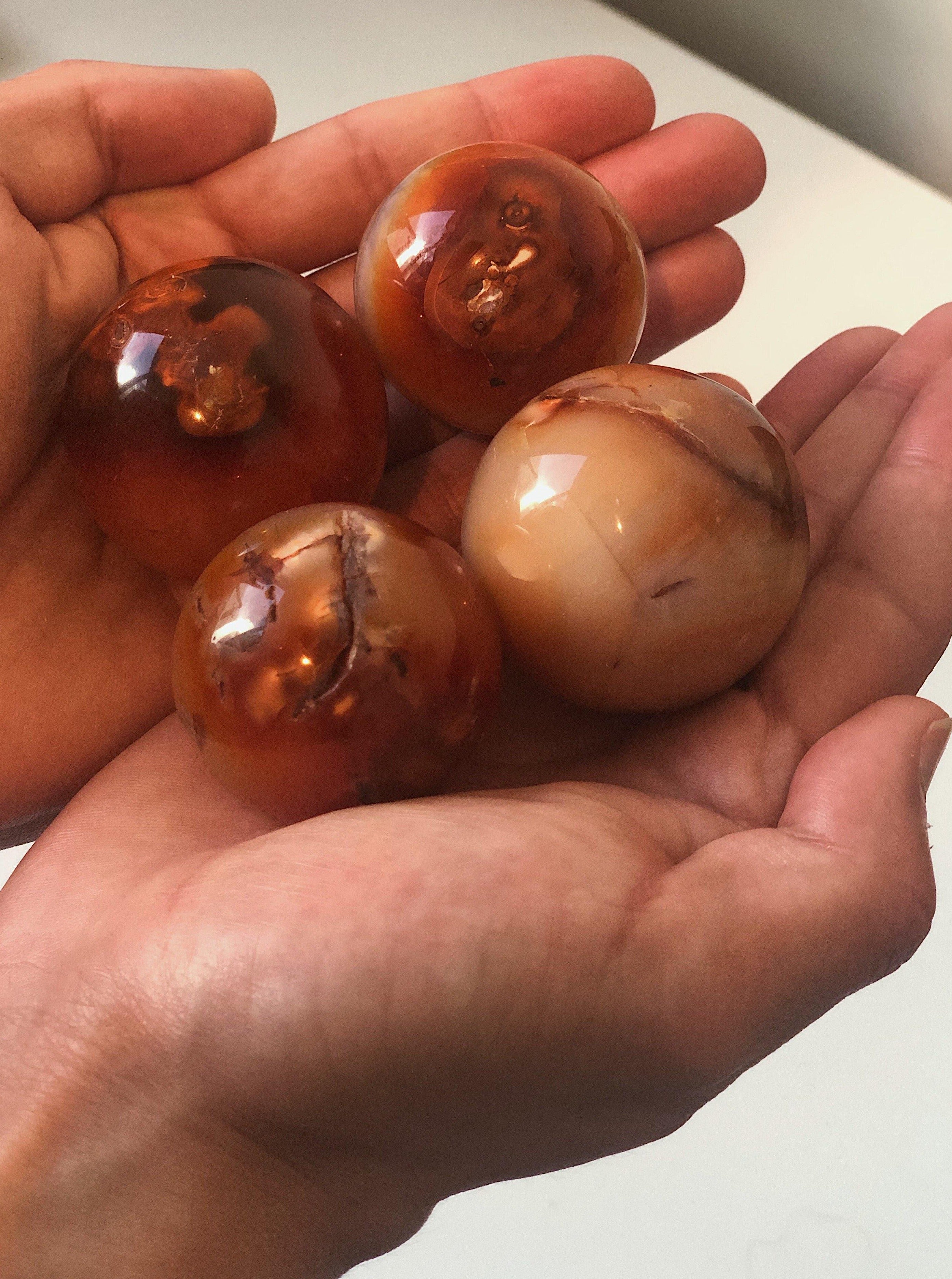 Carnelian Spheres for Meditation, Vitality, Fertility and Divine Feminine Energy Balance - Khemia