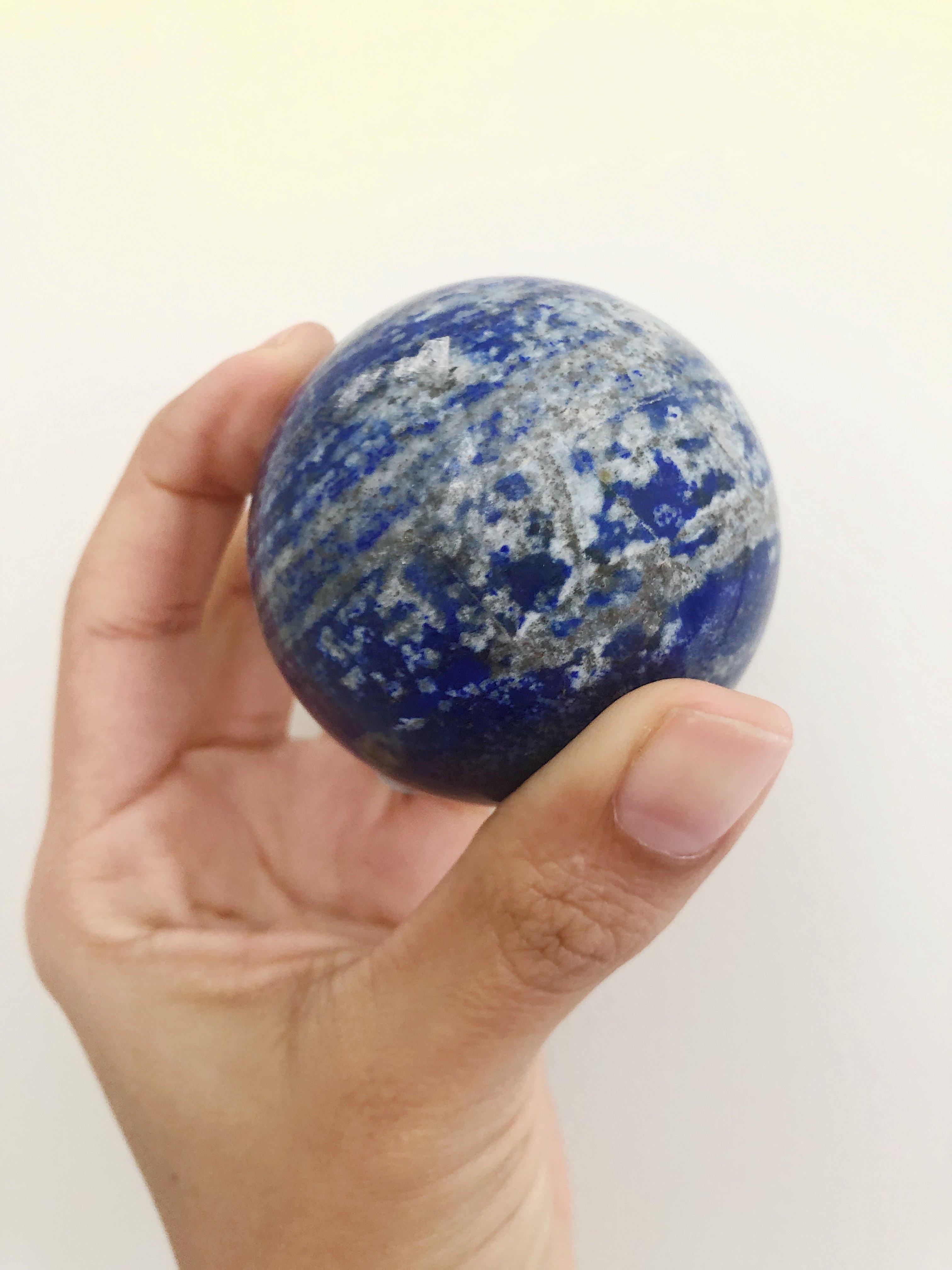 Lapis Lazuli Crystal Sphere for Meditation, Self Expression, Transformation - Khemia