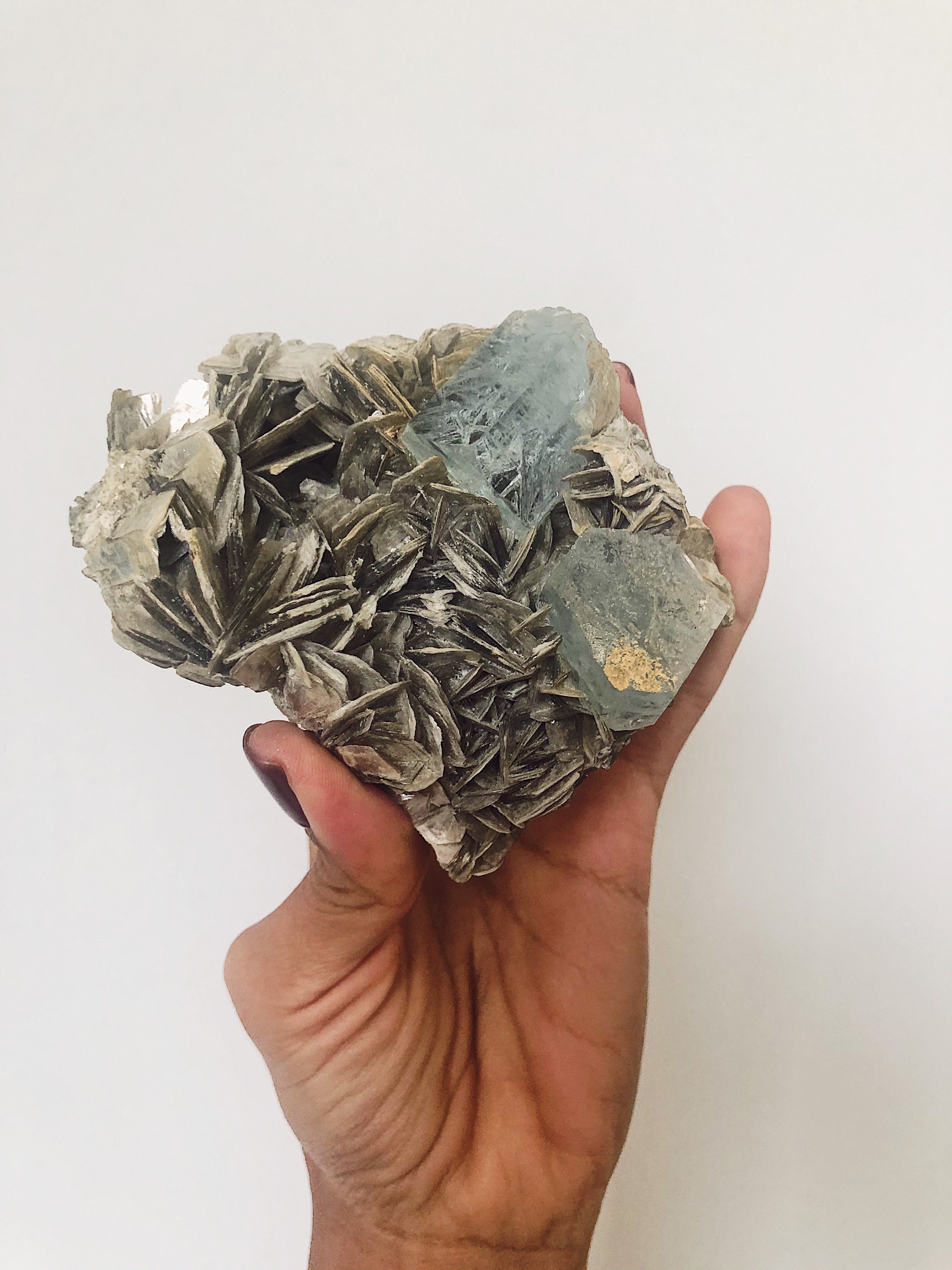 Raw Aquamarine + Mica Specimens for Communication & Flow