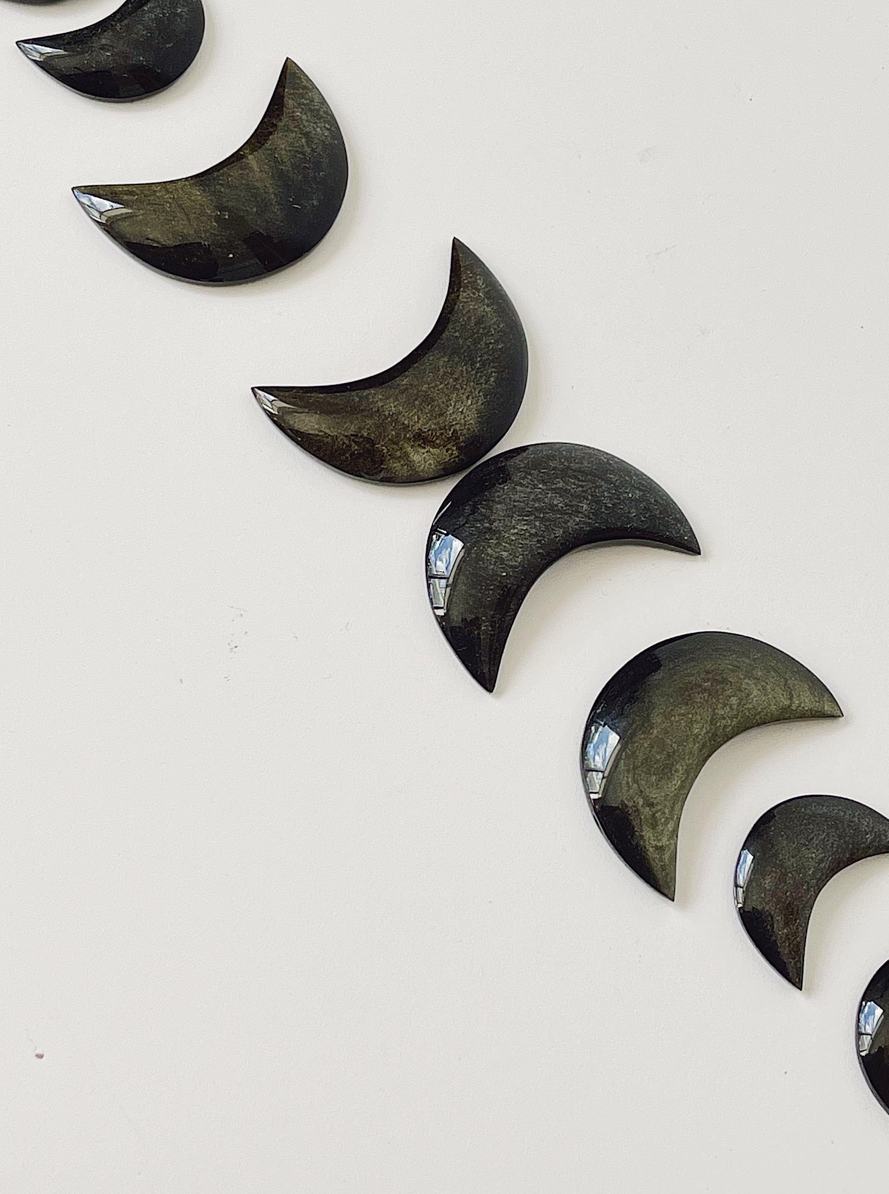 Golden and Silver Obsidian Moons for Trauma Healing, Shadow Work and Protection - Khemia