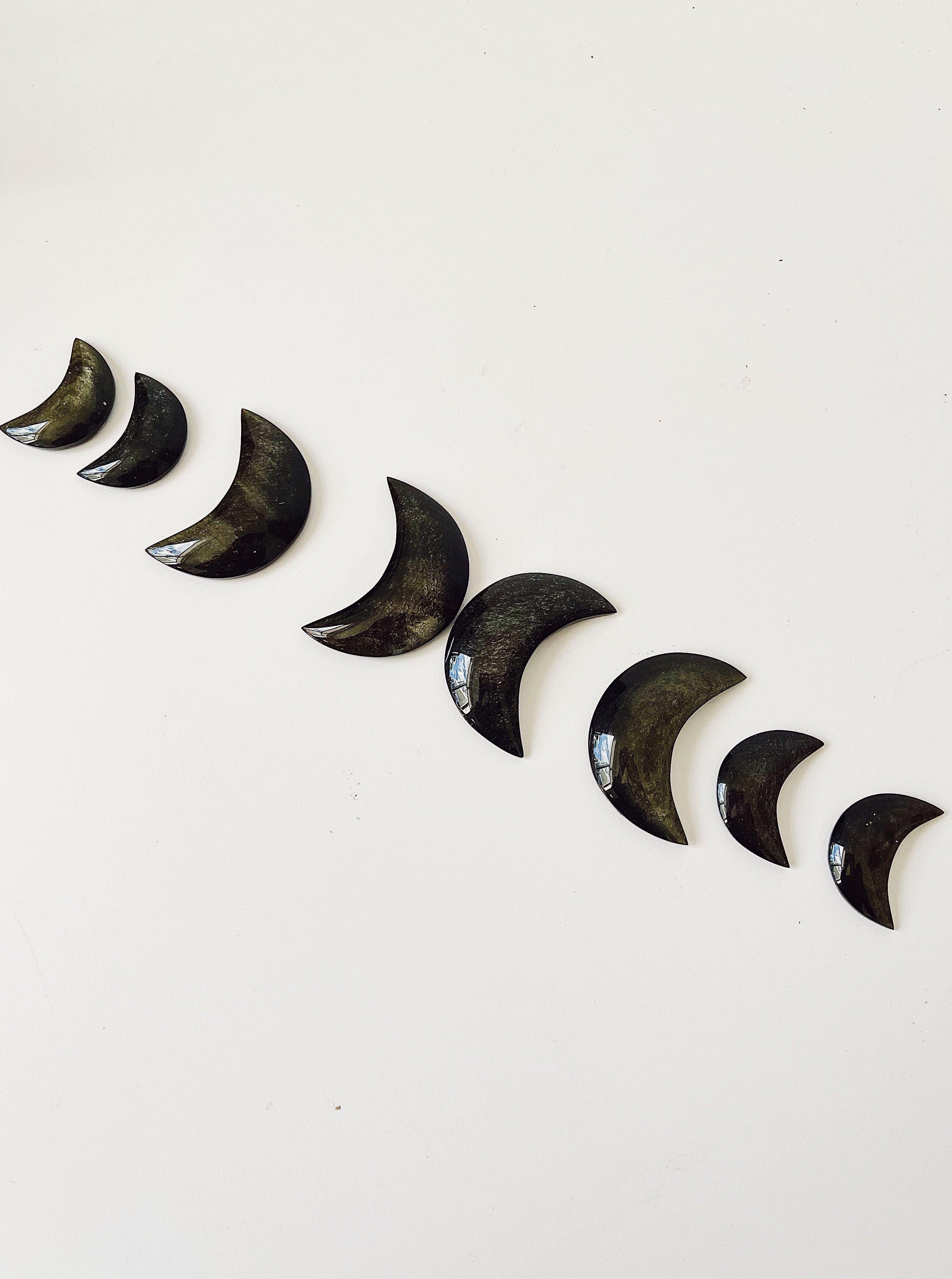 Golden and Silver Obsidian Moons for Trauma Healing, Shadow Work and Protection - Khemia