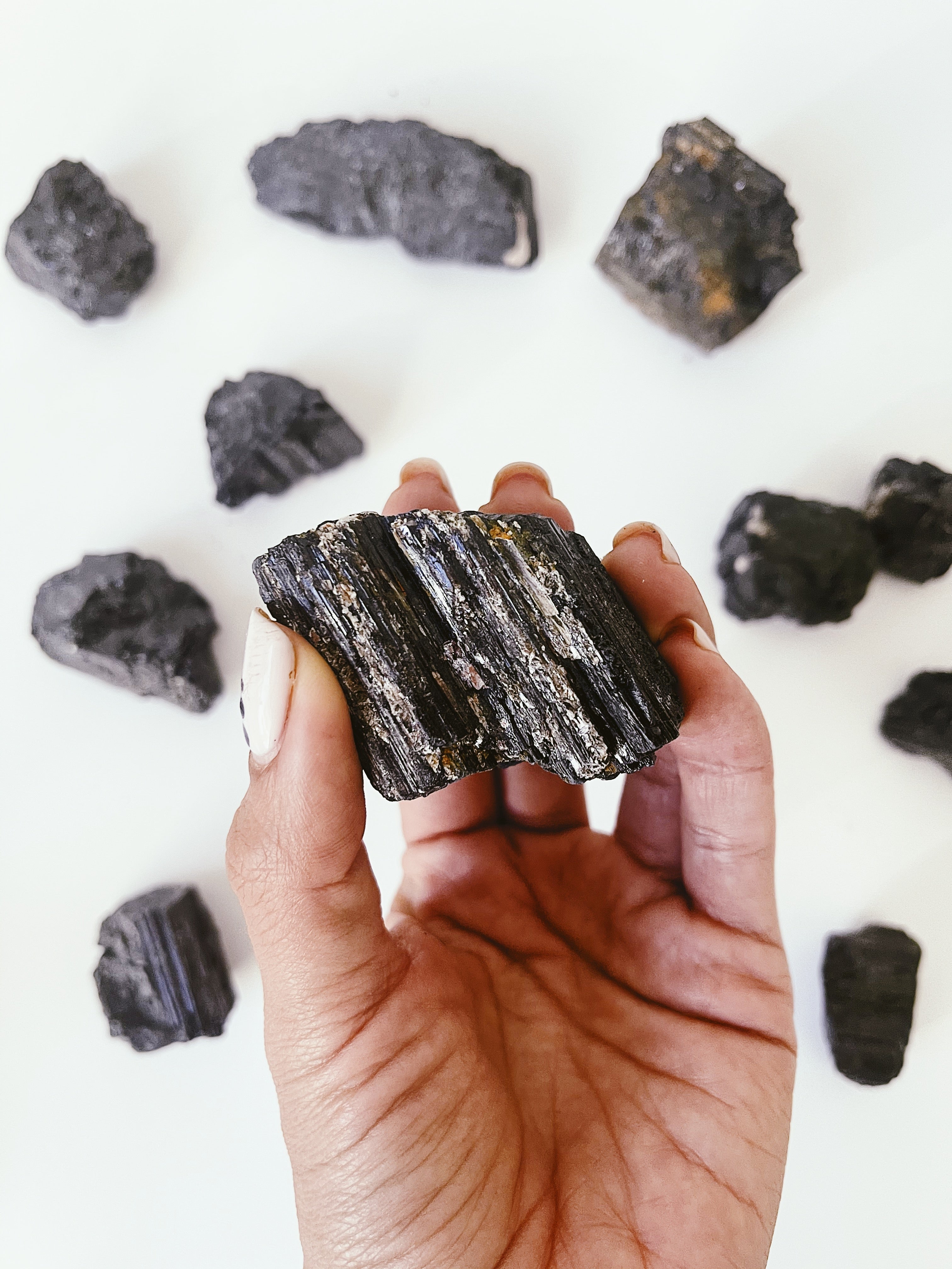 Small Raw Black Tourmaline Chunks for Protection & Grounding