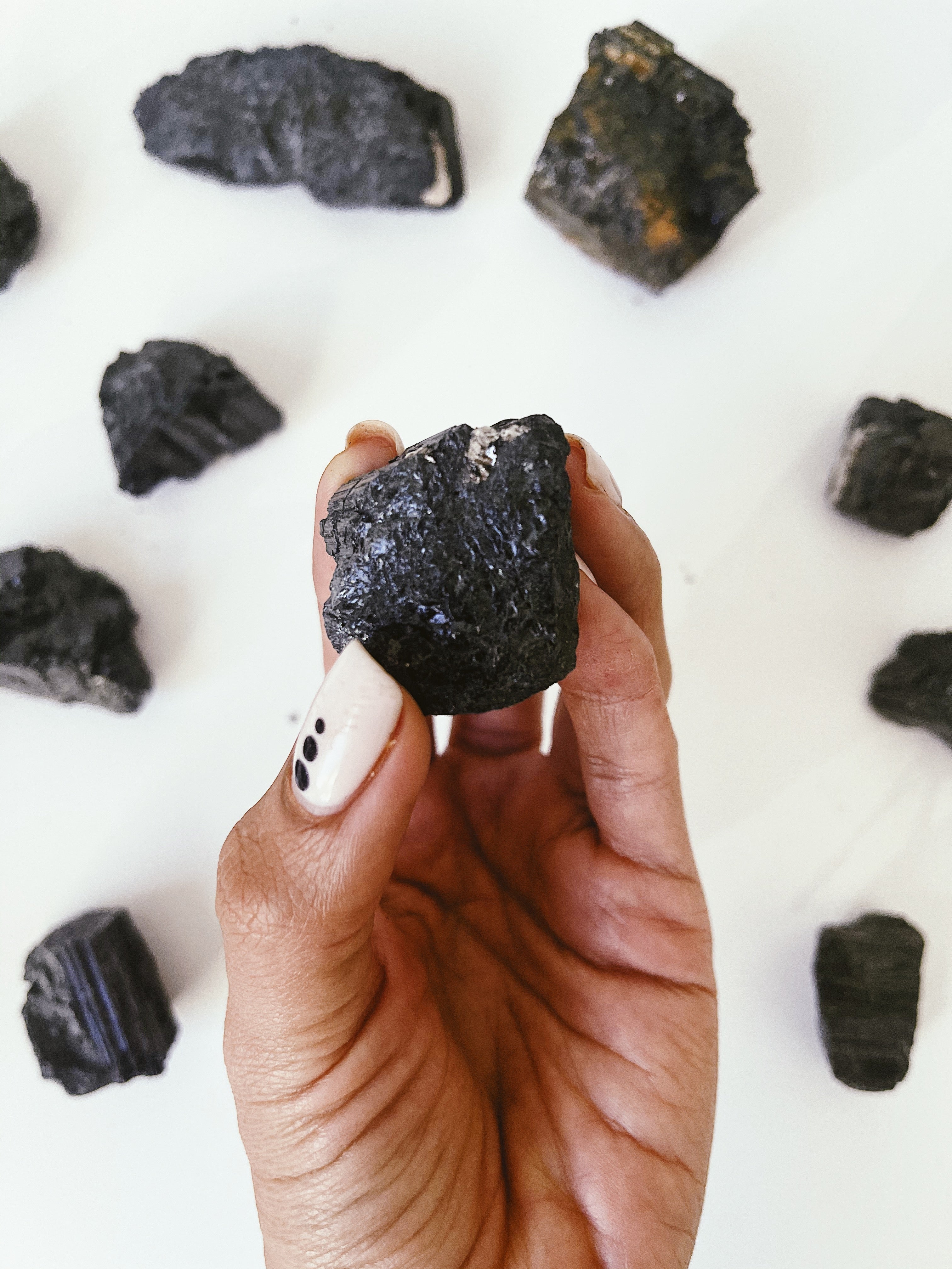 Small Raw Black Tourmaline Chunks for Protection & Grounding