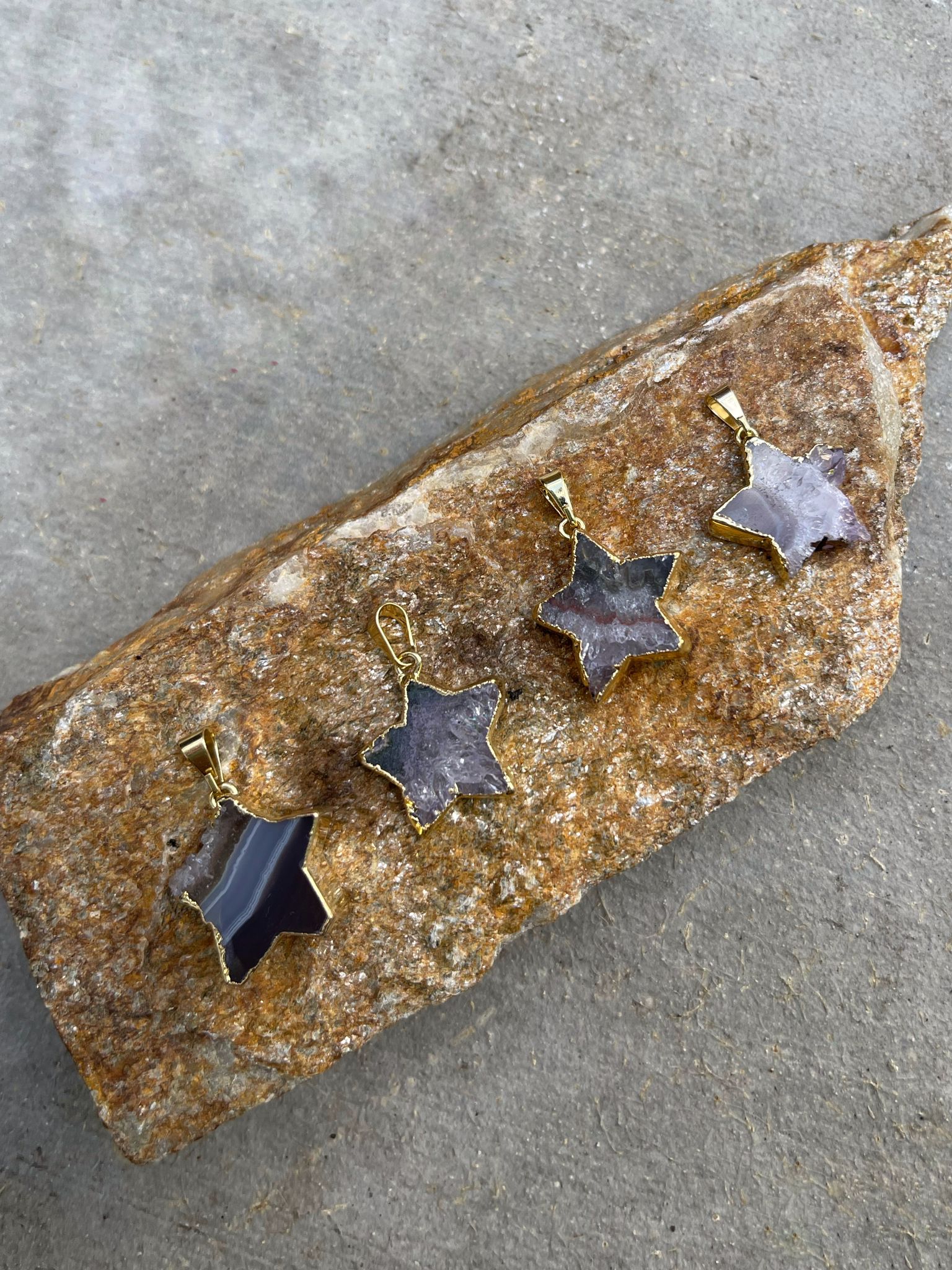 Druzy Agate Star Necklaces For Protection, Grounding, Harmonizing