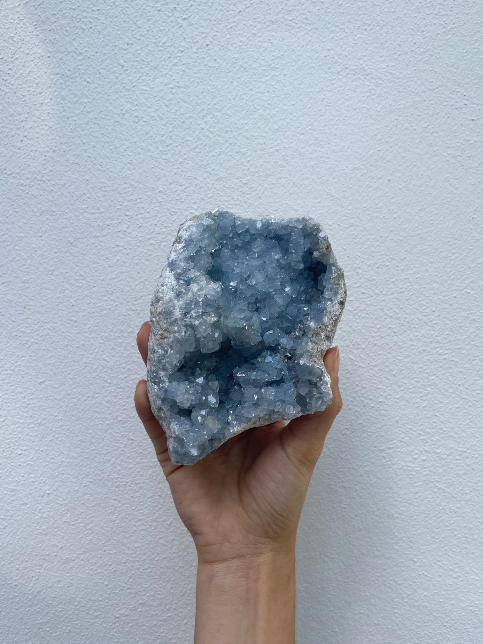 Large Raw Celestite Crystal Geode for Calm and Guide