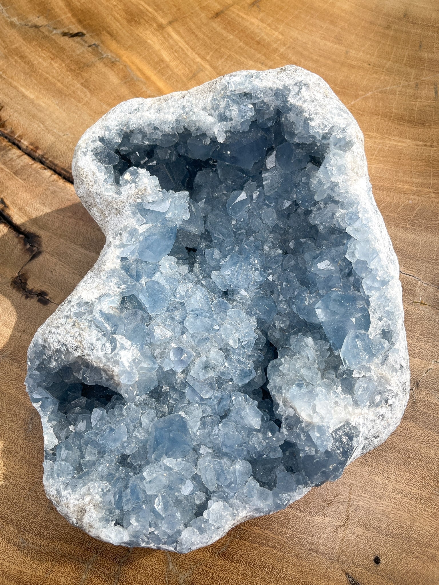 Large Raw Celestite Crystal Geode for Calm and Guide