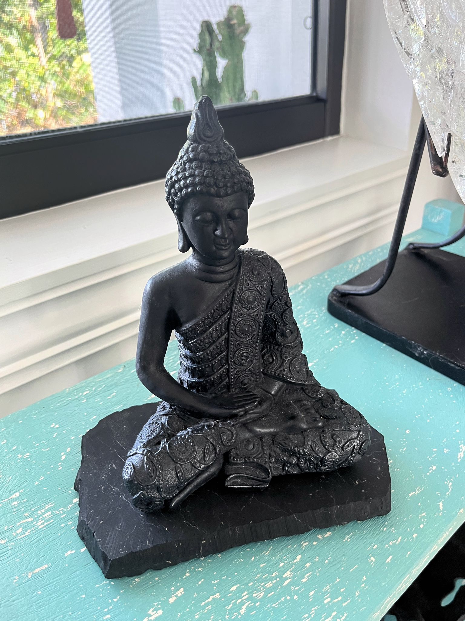 Shungite Buddha sculpture from Russia for EMF Protection & Detox.