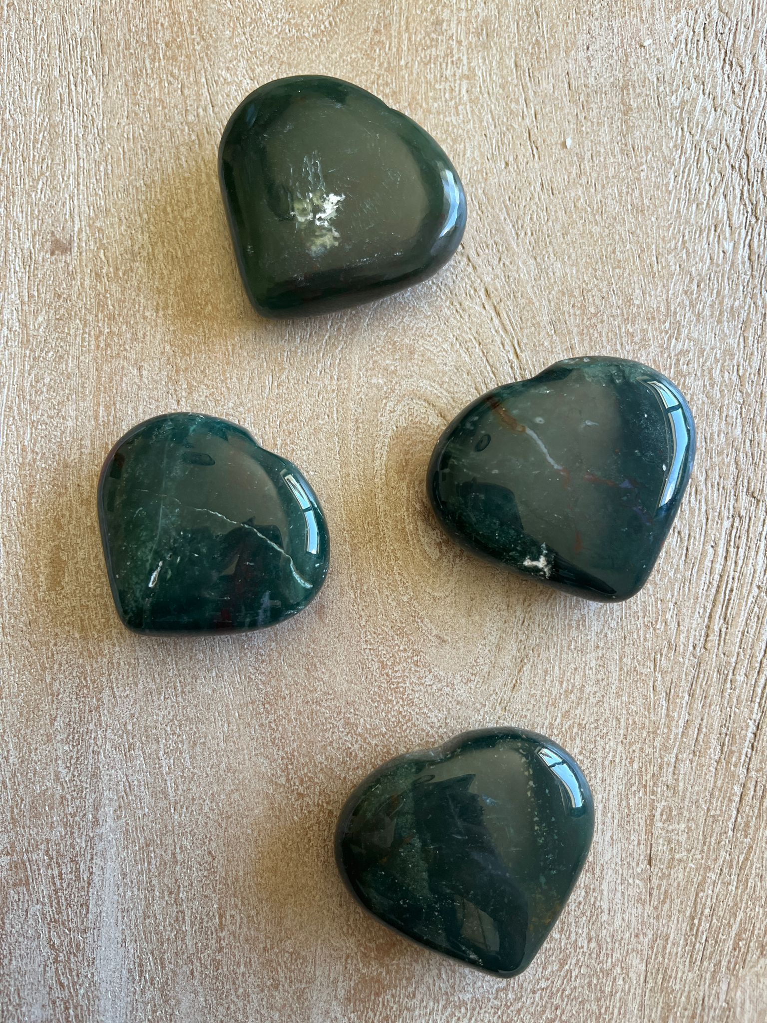 Bloodstone hearts for Meditation, energy, courage, Vitality