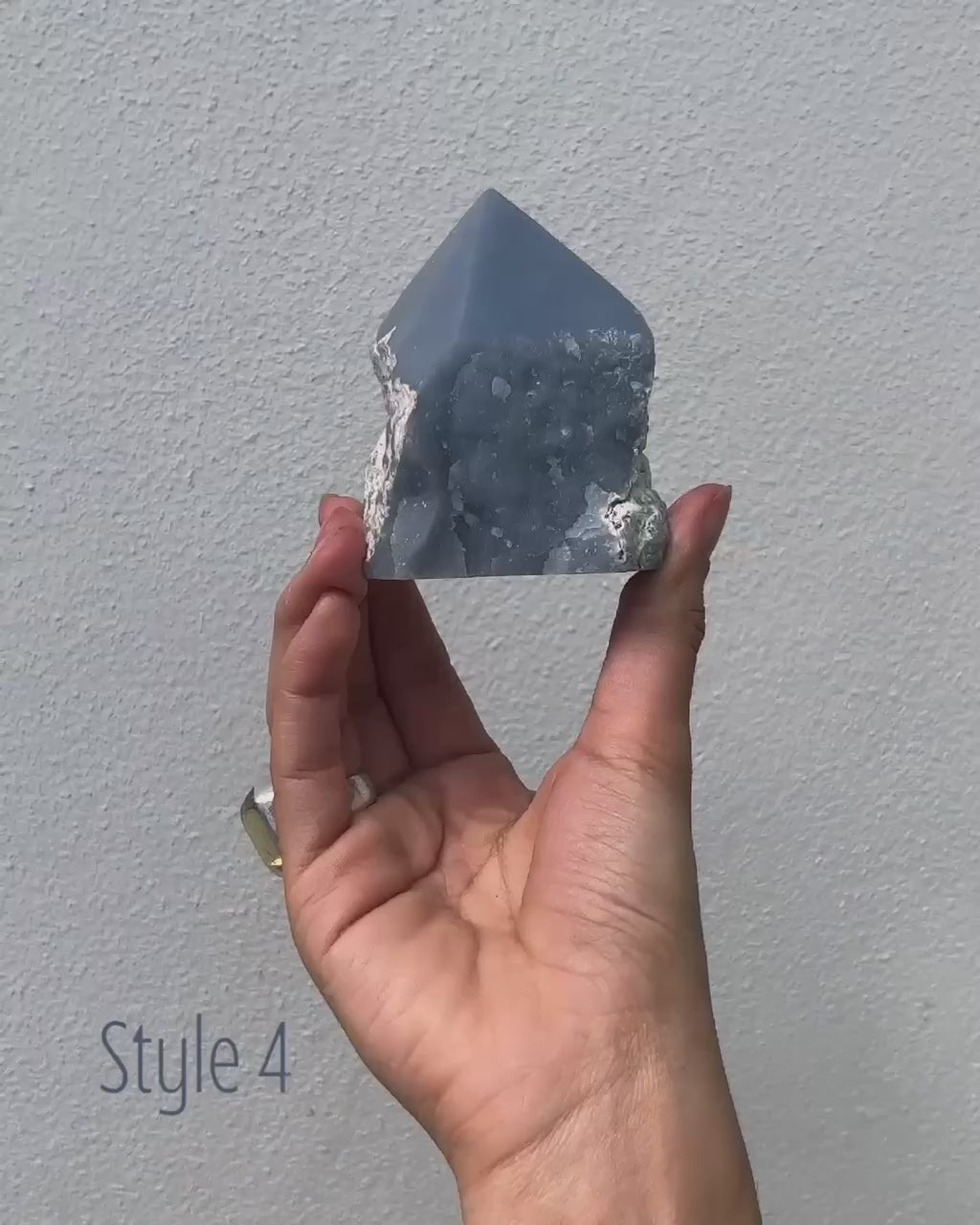 Angelite Power points for Meditation, angelic connection, and calm