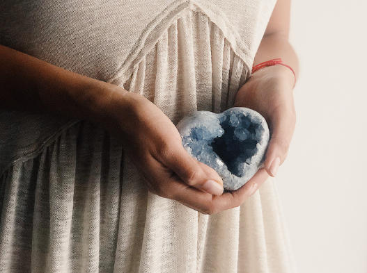 Large Raw Celestite Hearts for Calm and Guide - Khemia