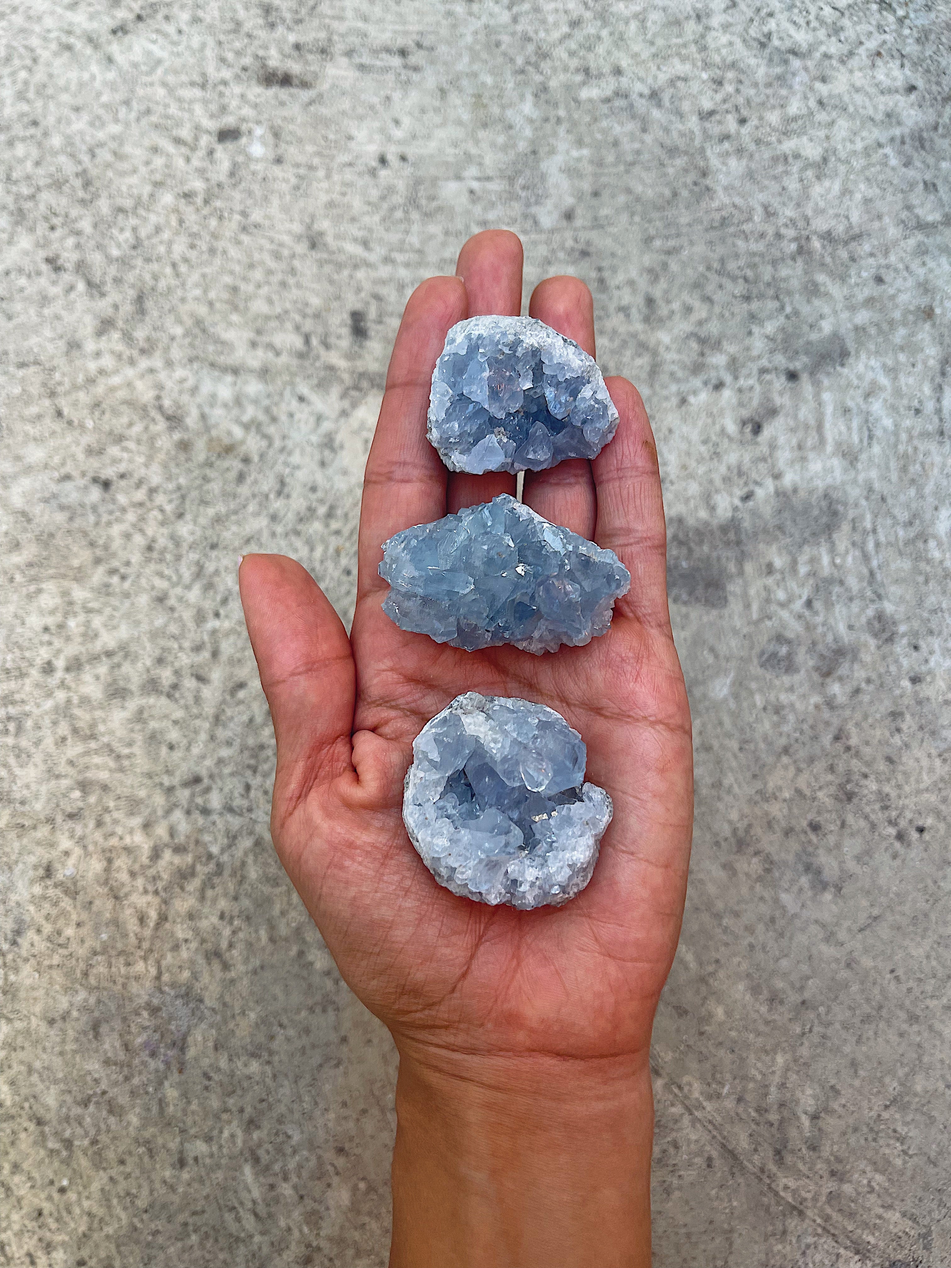 Small Raw Celestite Crystal Geodes for Calm and Guide